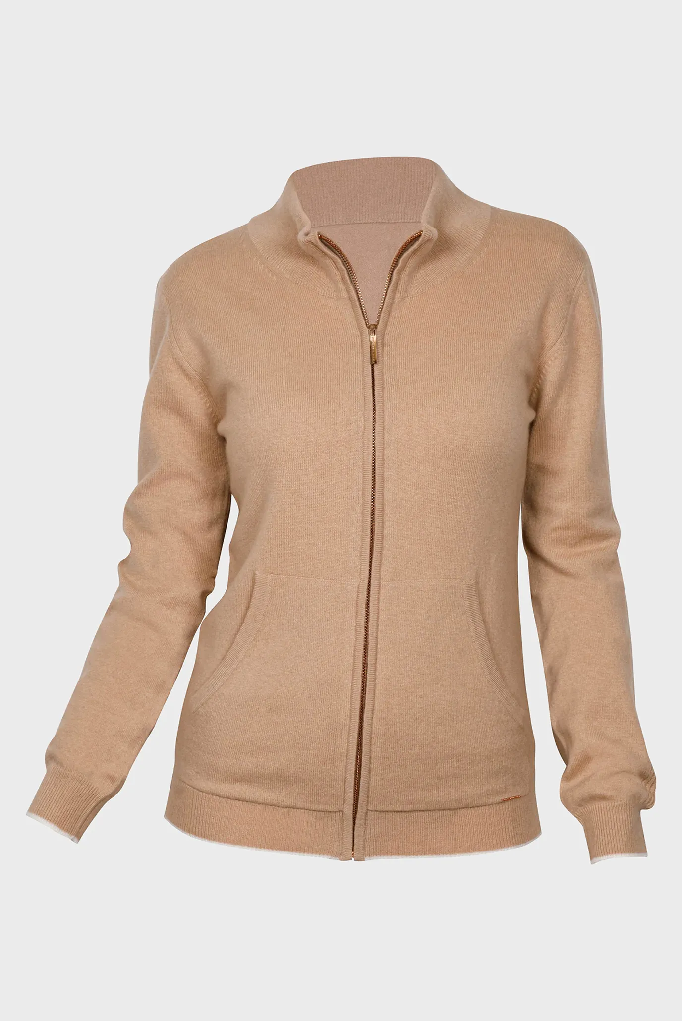 Жіночий бежевий кашеміровий кардиган 5