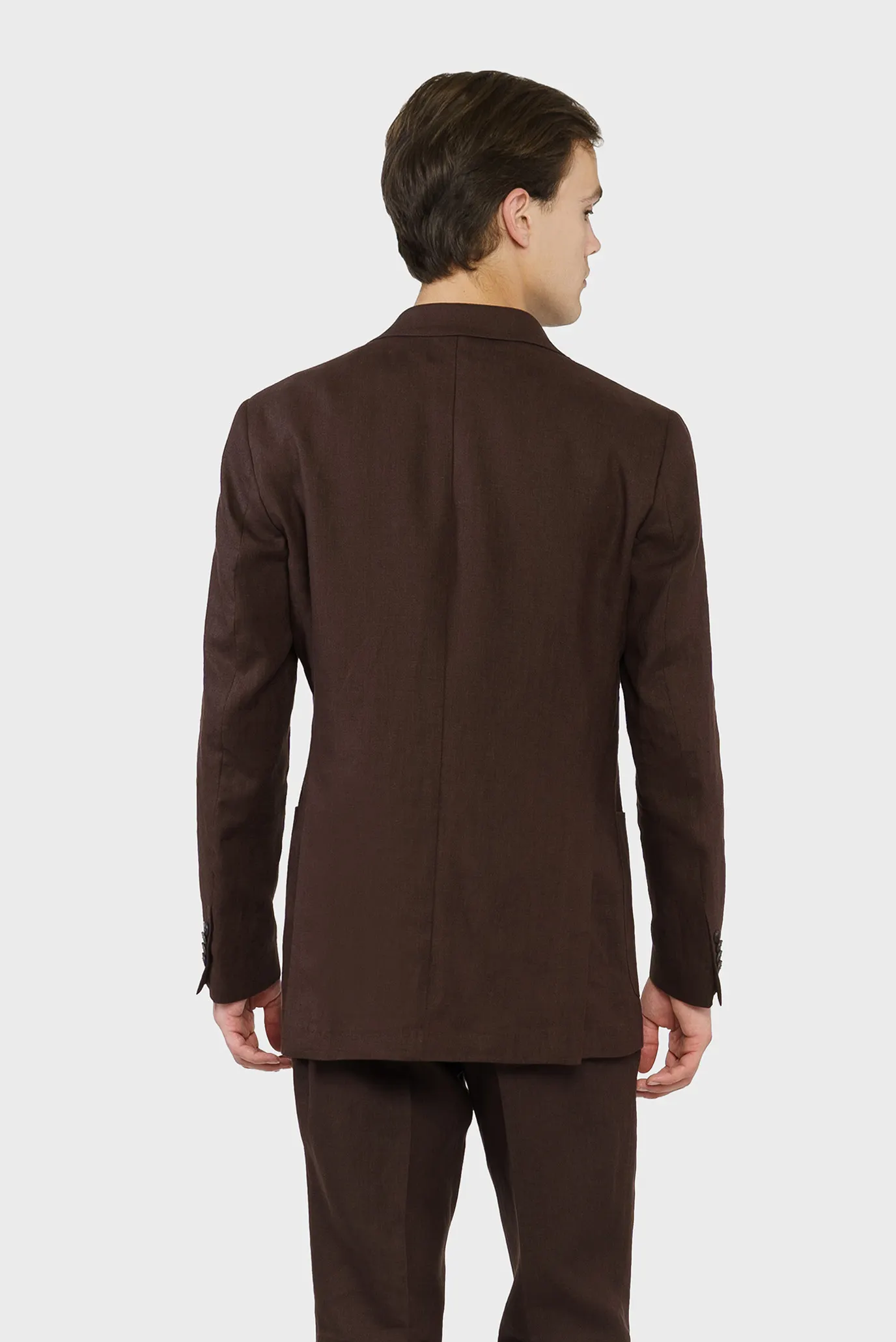 Чоловічий коричневий лляний блейзер 4