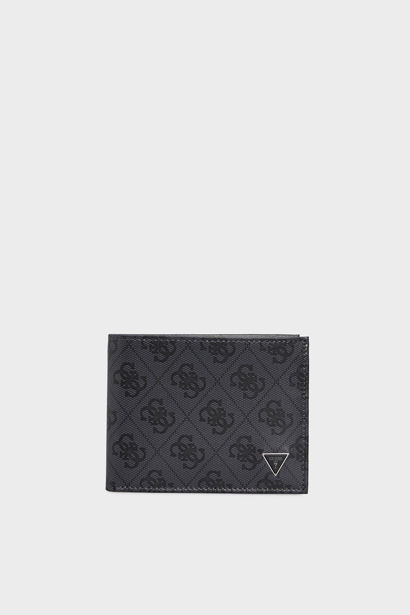 Чоловічий темно-сірий шкіряний гаманець з візерунком 1