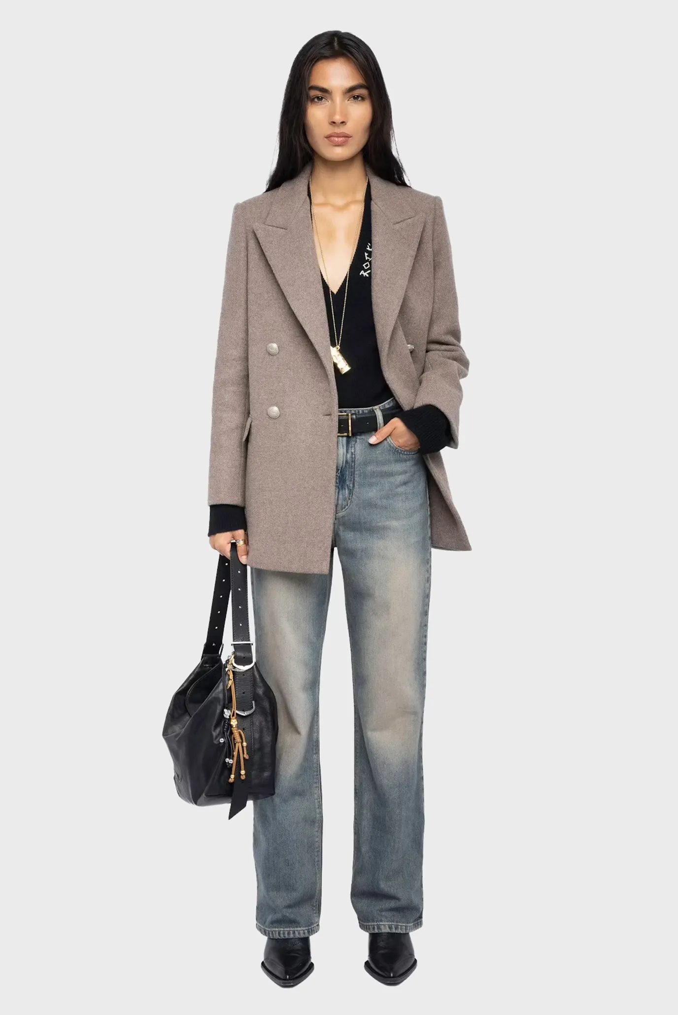 Жіноче бежеве вовняне пальто Miew 6