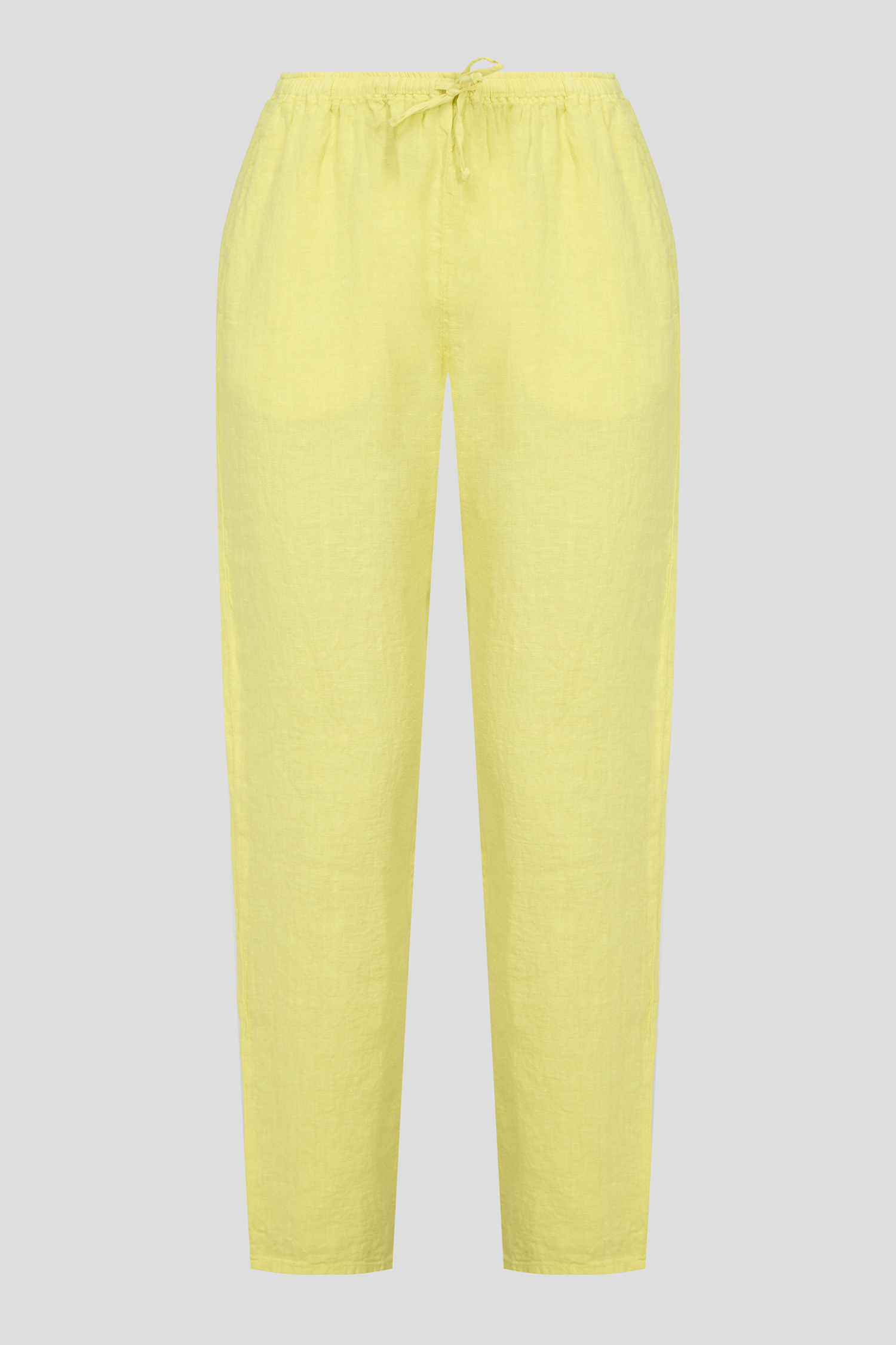 Женские желтые льняные брюки 1