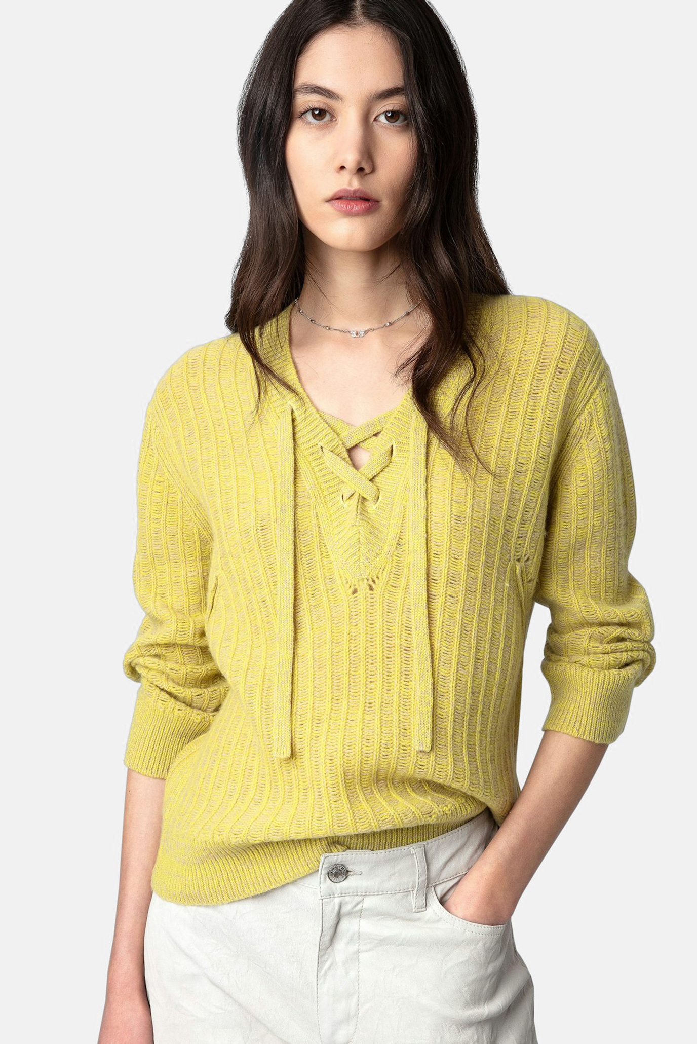 Женский желтый шерстяной пуловер Fanny 1