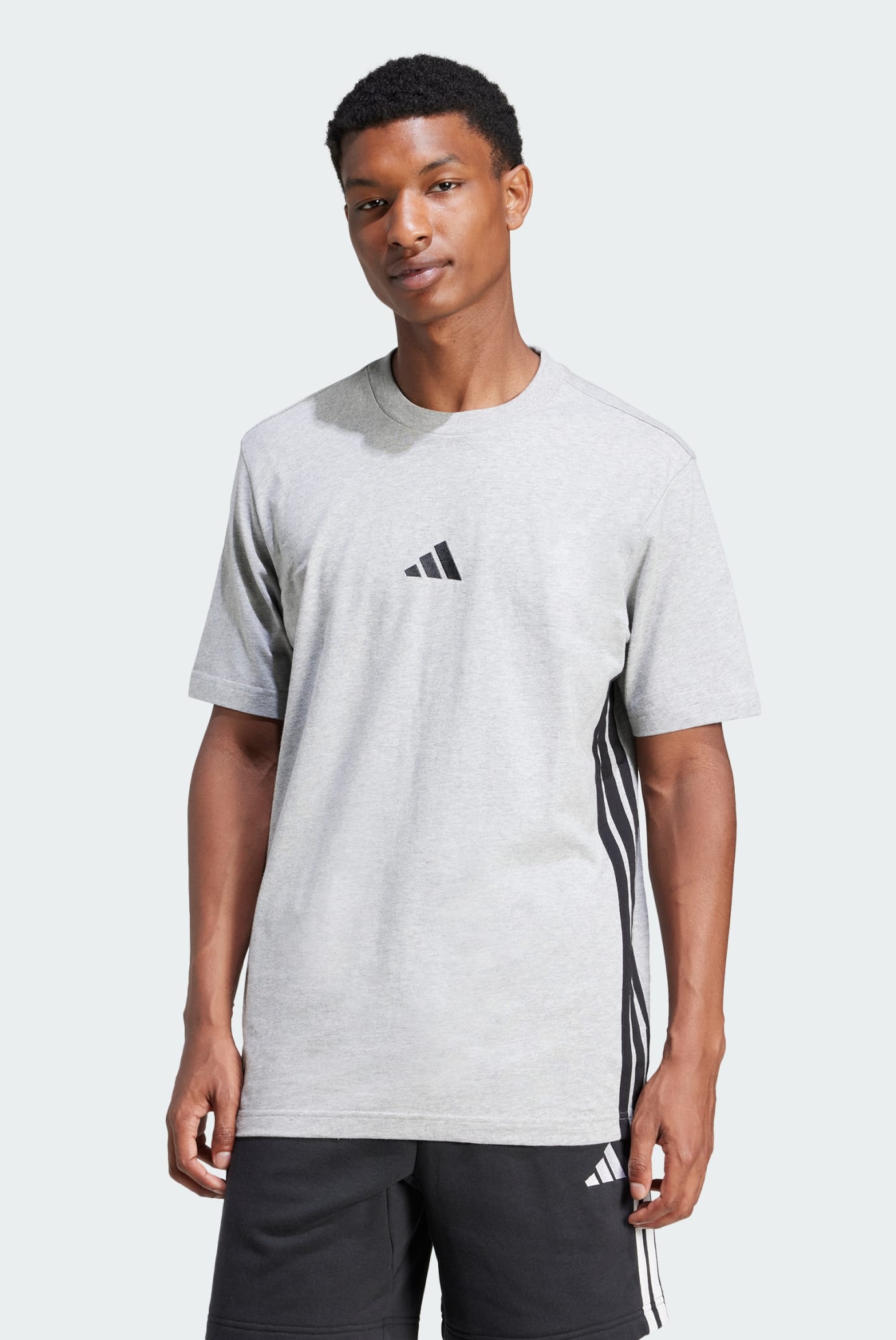 Чоловіча сіра футболка Essentials 3-Stripes Single Jersey 1