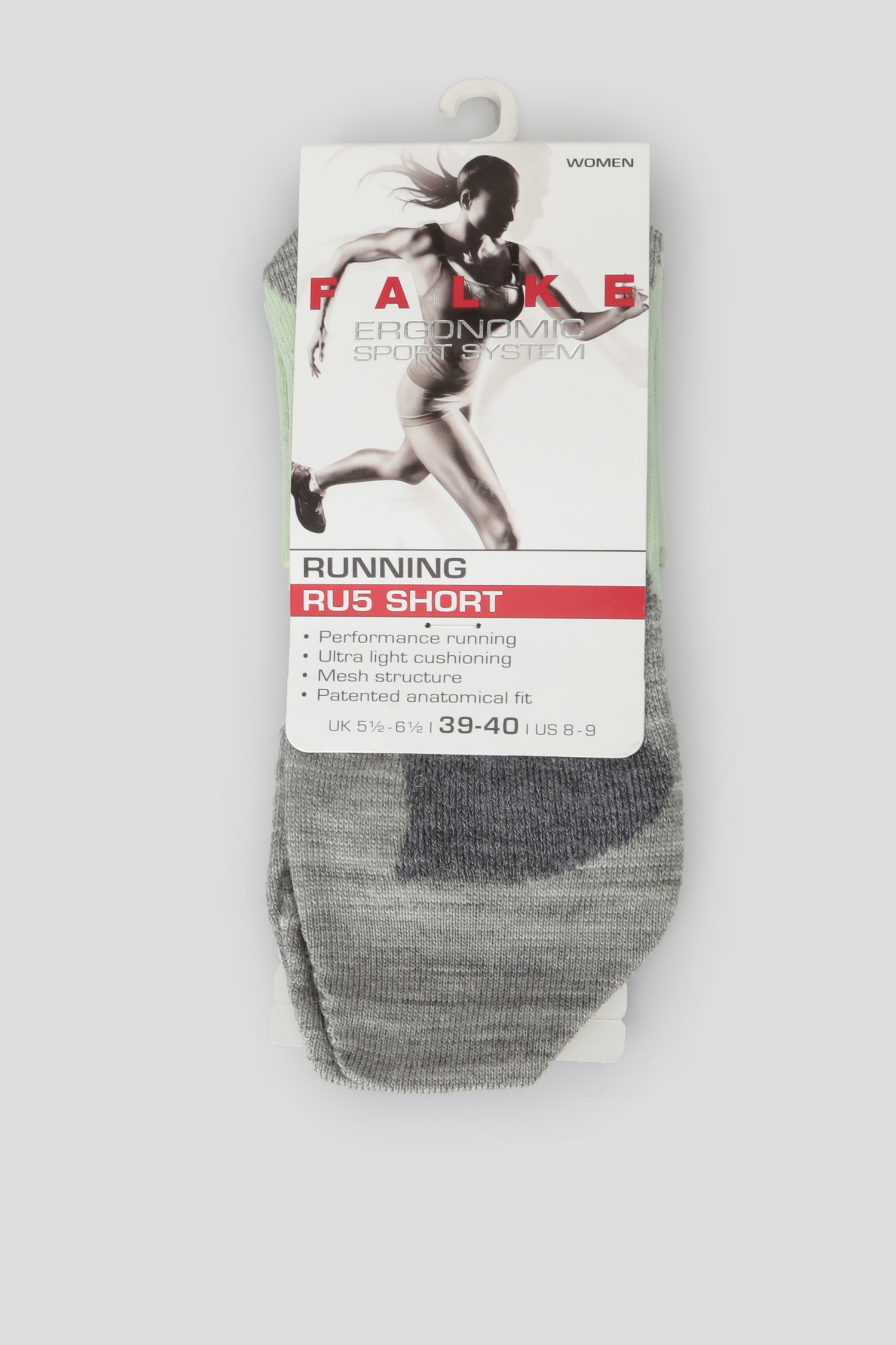 Женские серые носки для бега RU5 SHORT 1