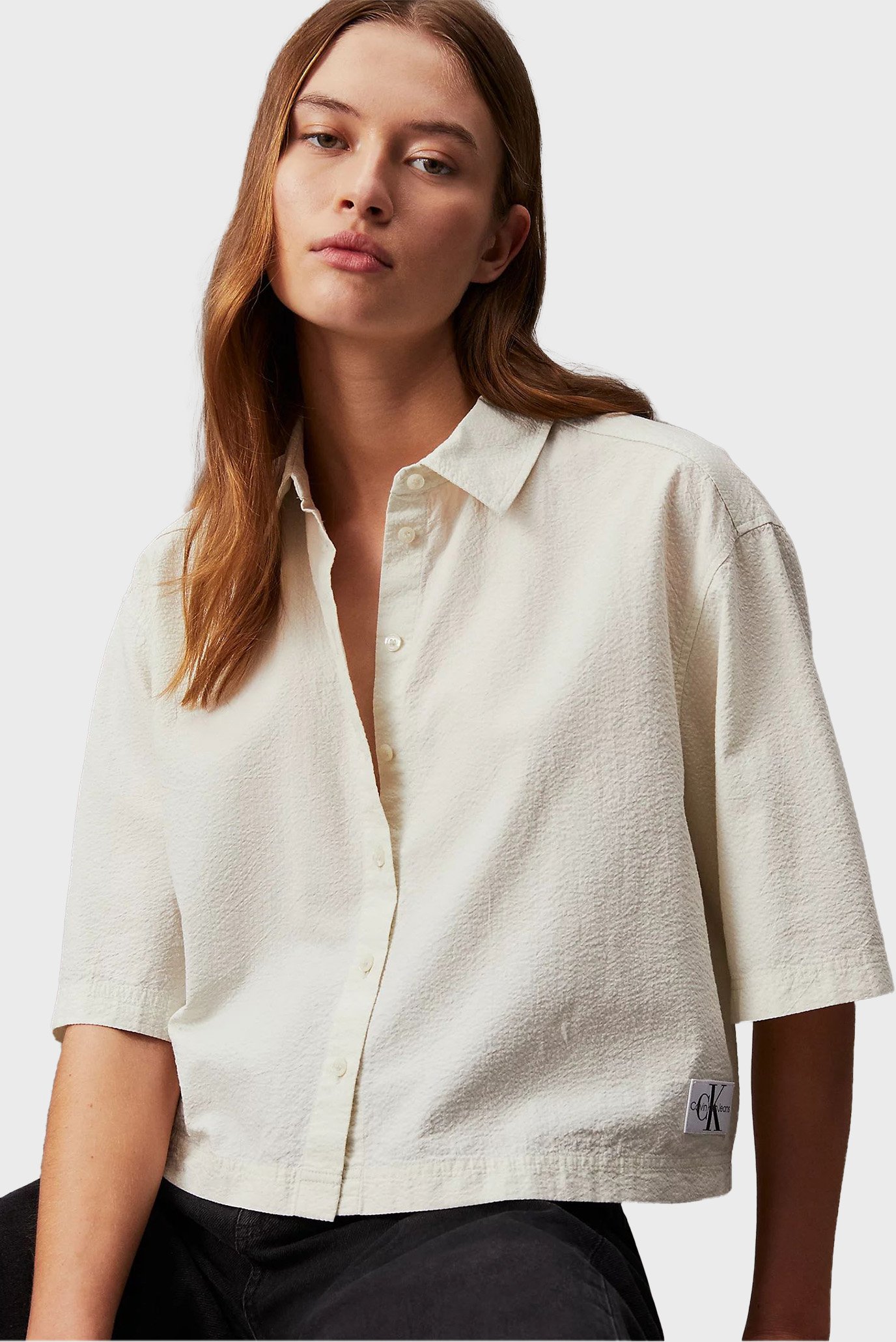 Женская белая рубашка BACK DETAIL SEERSUCKER 1