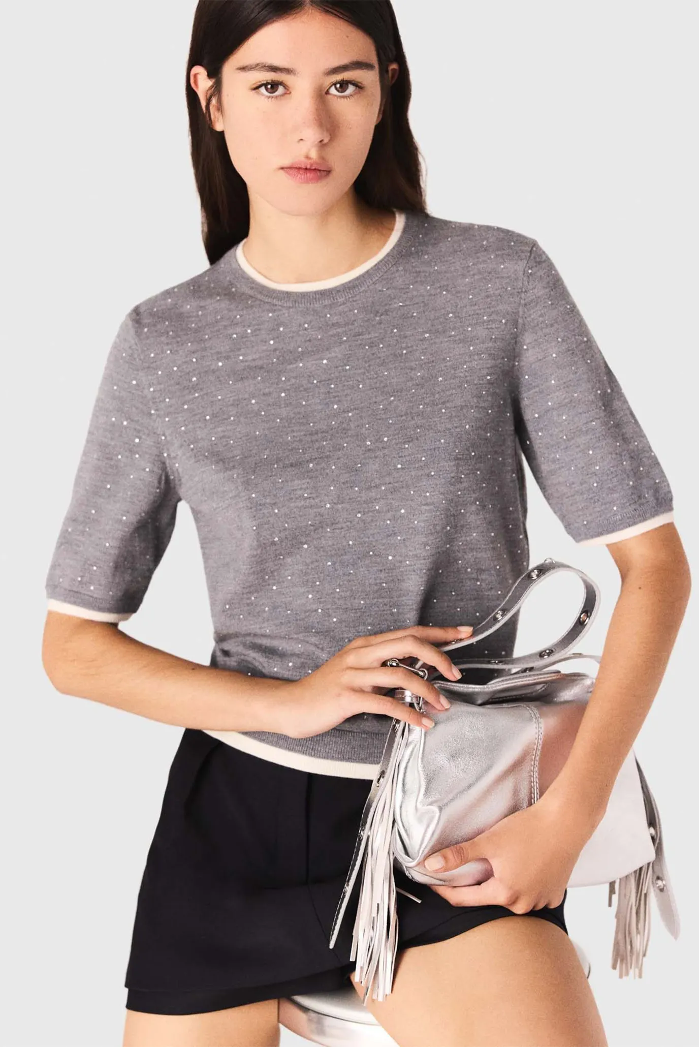 Жіночий сірий вовняний джемпер 6