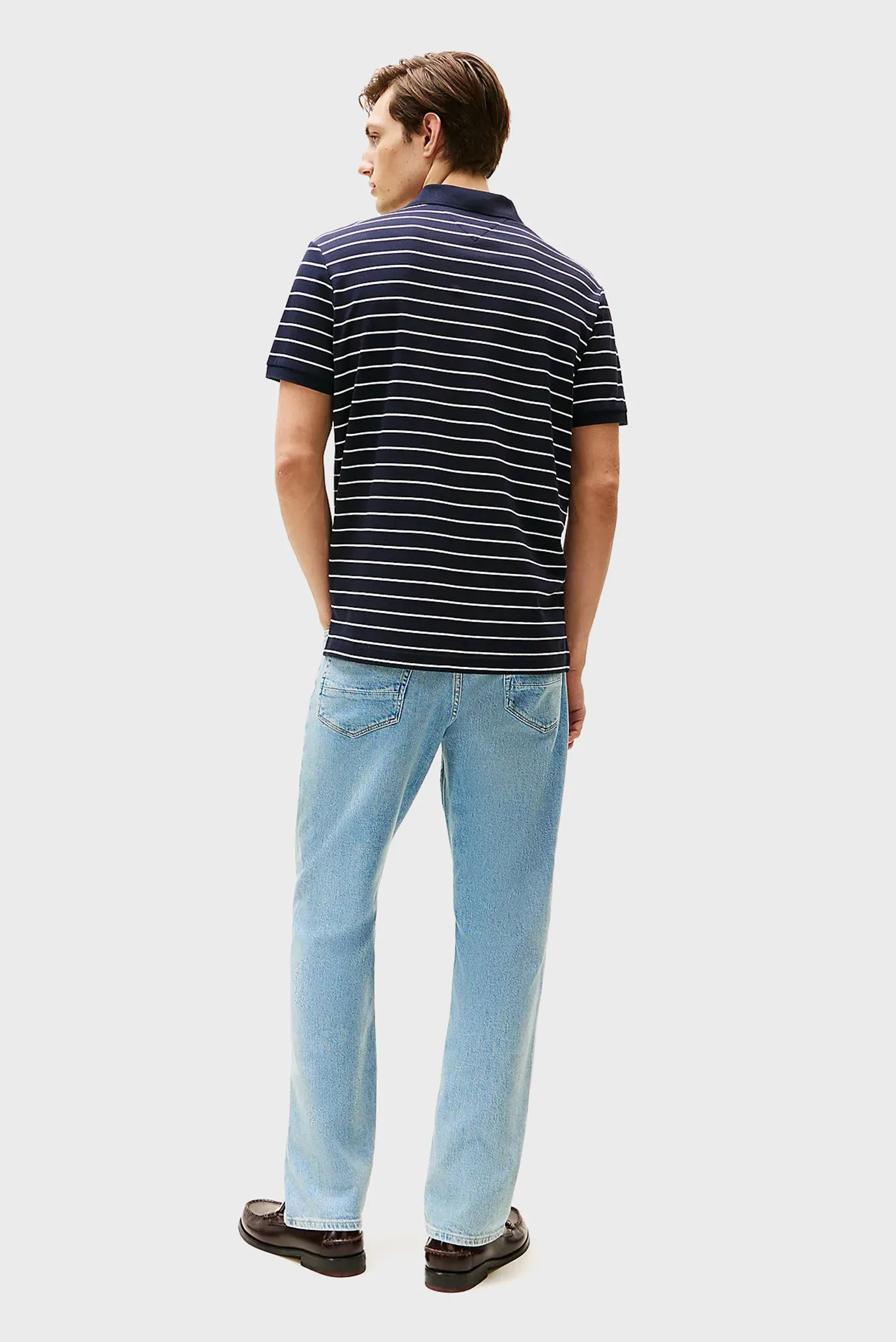 Чоловіче темно-синє поло у смужку LIQUID COTTON REG 3