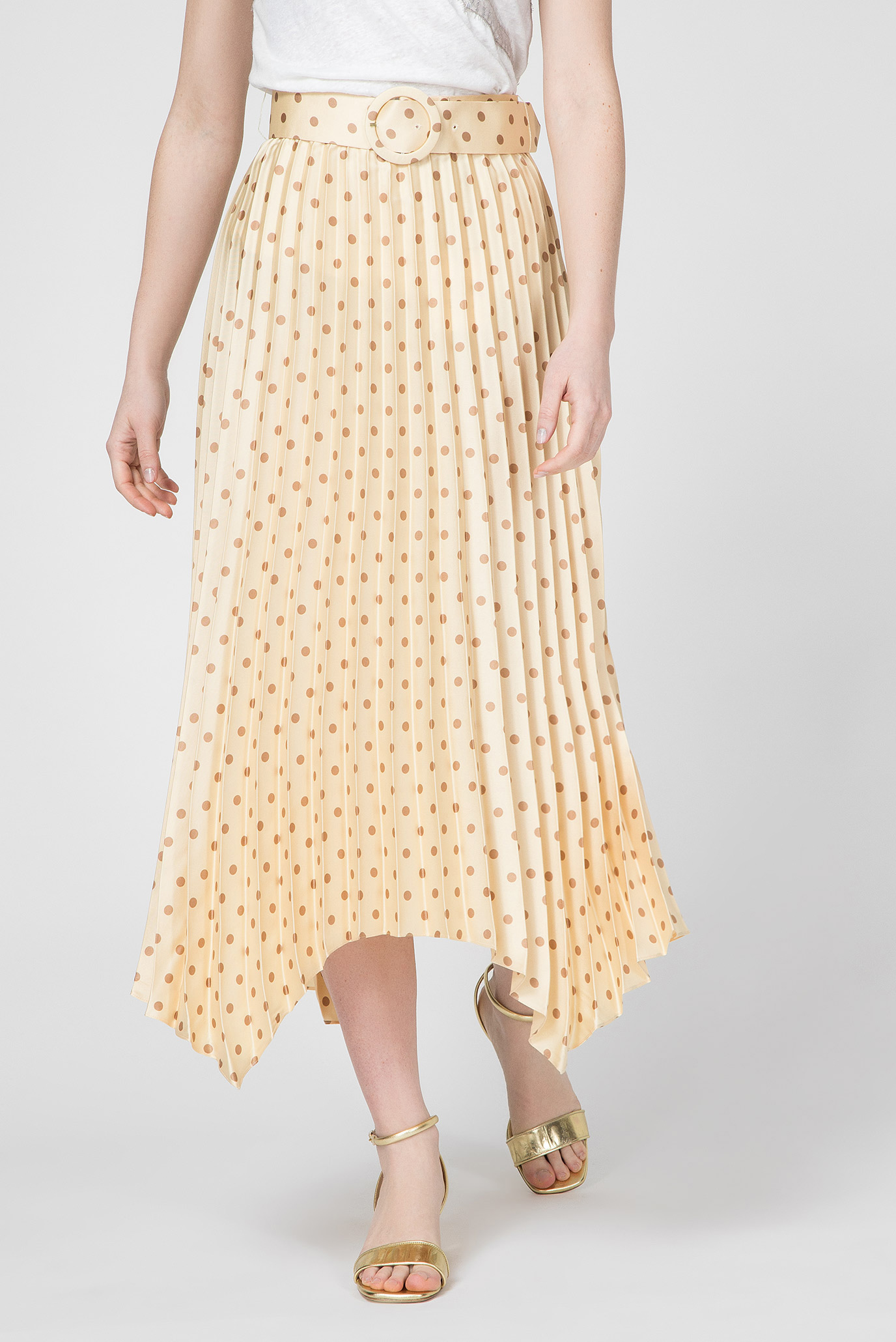 Женская желтая юбка в горошек 1