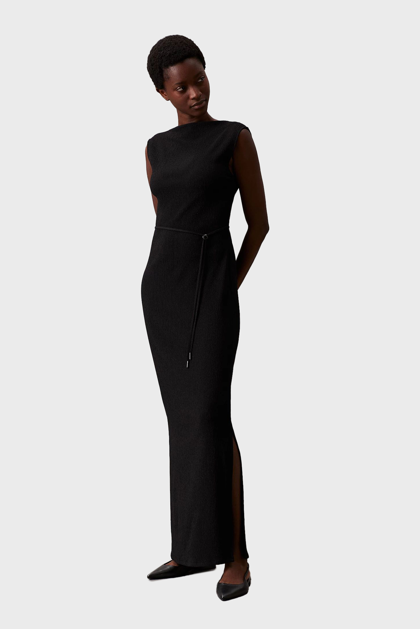 Женское черное платье CRINKLED JERSEY MAXI SHIFT 1