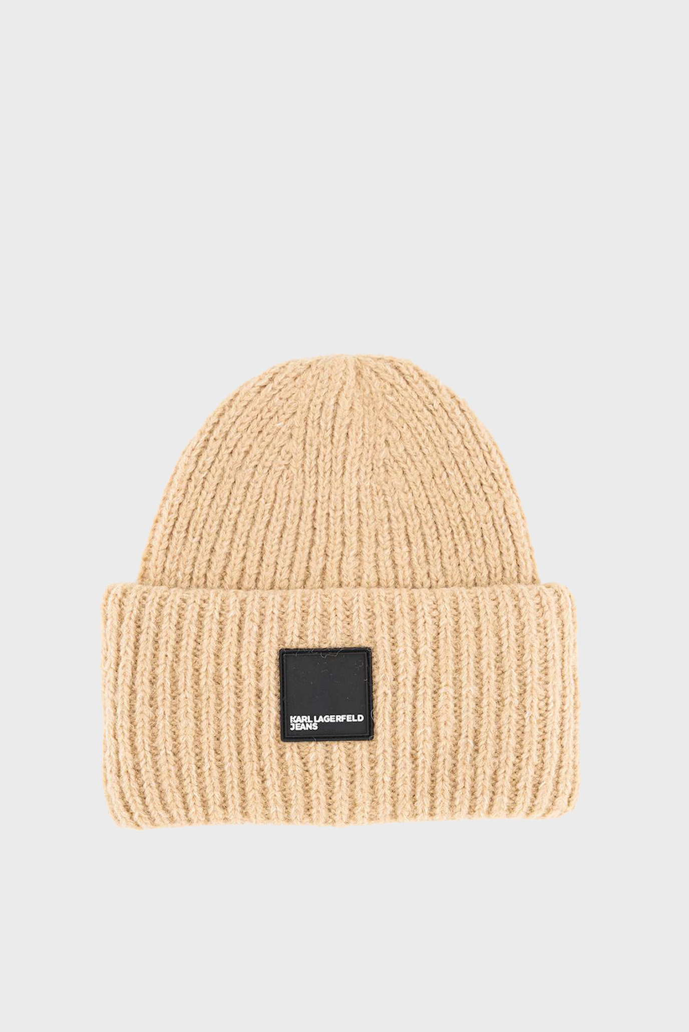 Женская бежевая шапка box logo beanie 1