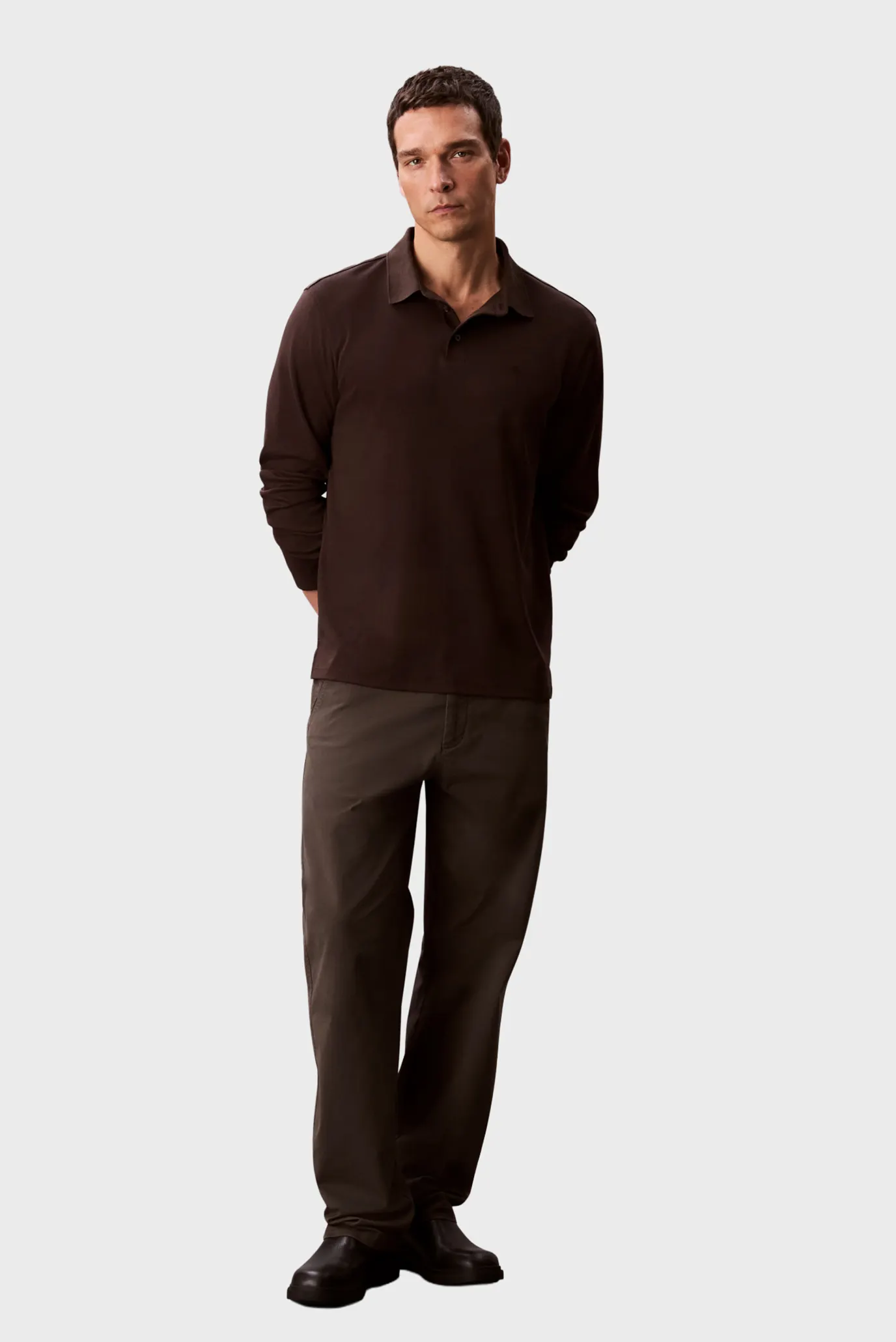 Чоловіче коричневе поло LS SUPIMA COTTON SOLID POLO 2