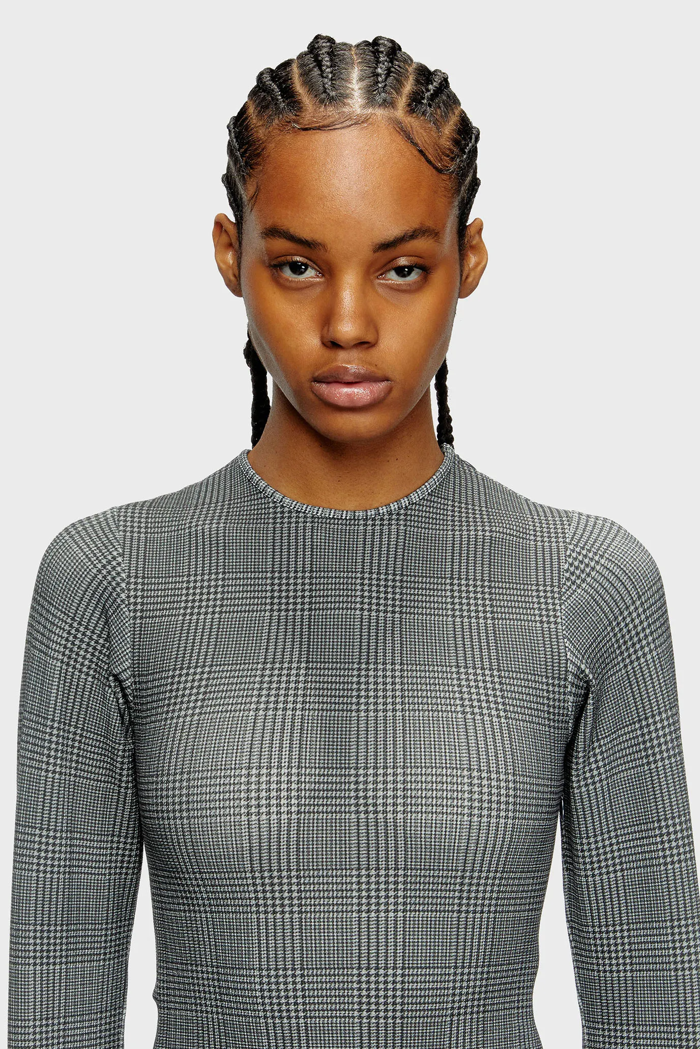 Женское серое платье в клетку D-ETTS 2