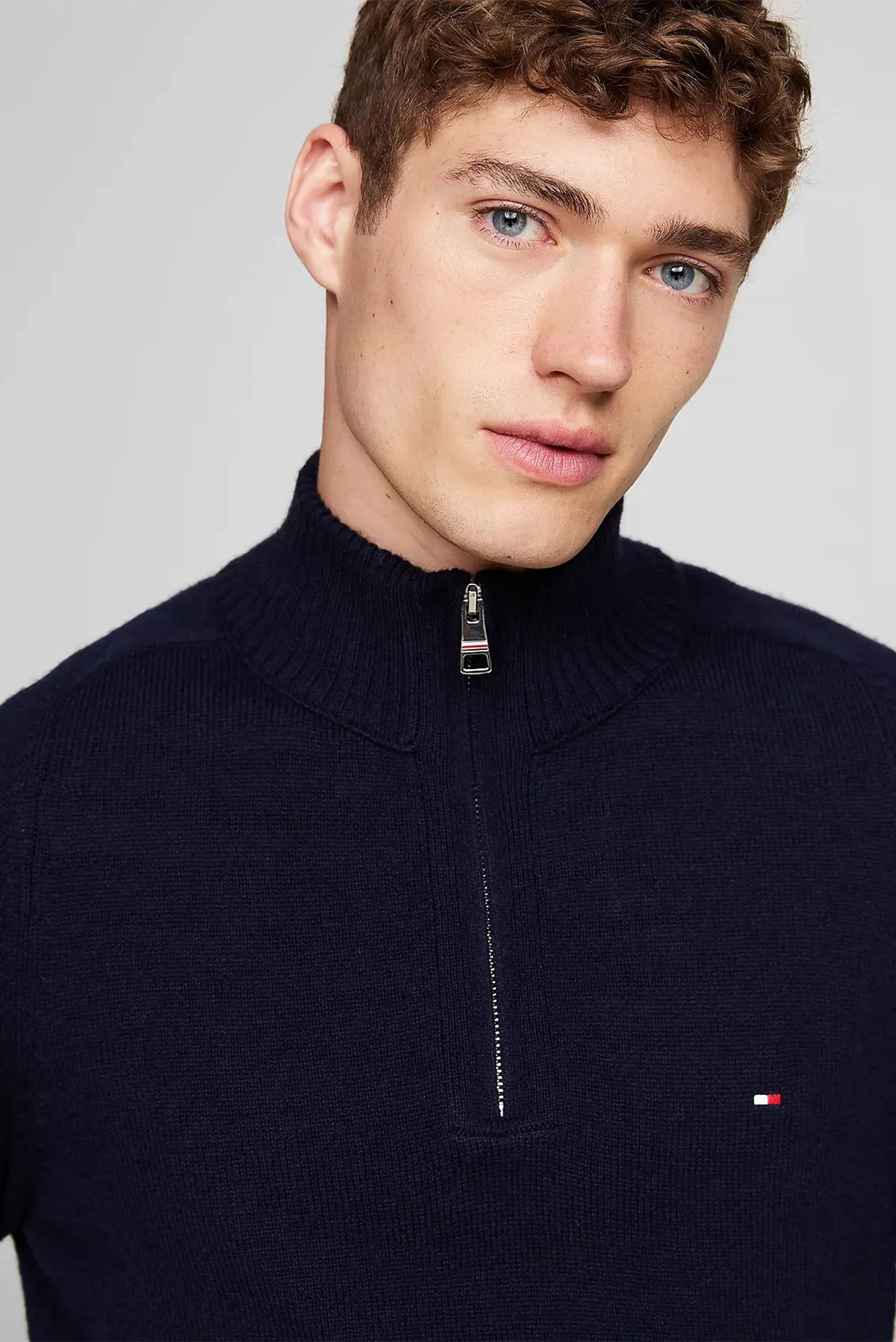 Мужская темно-синяя шерстяная кофта LAMBSWOOL ZIP MOCK 4