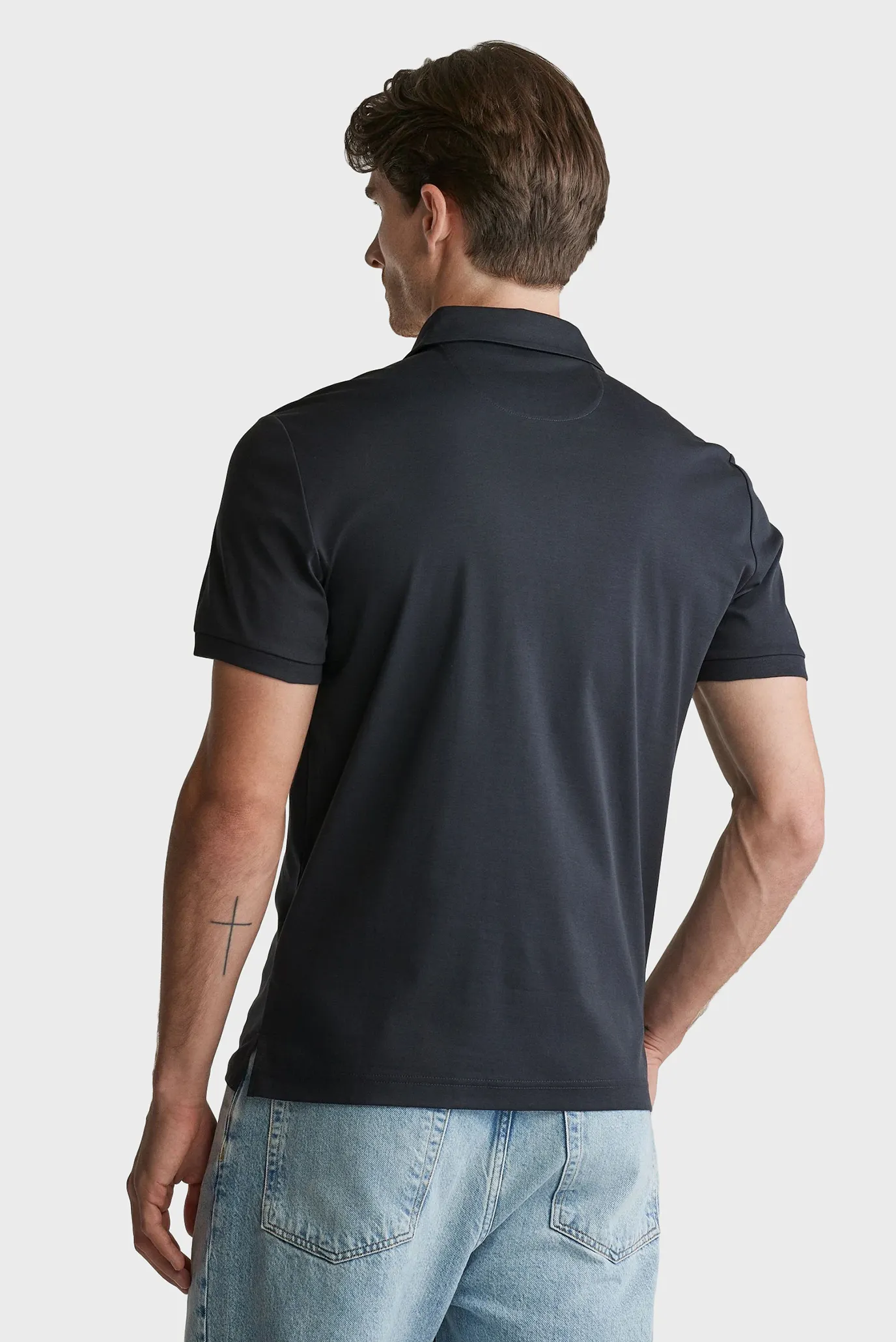 Чоловіче чорне поло MERCERIZED SS POLO 3