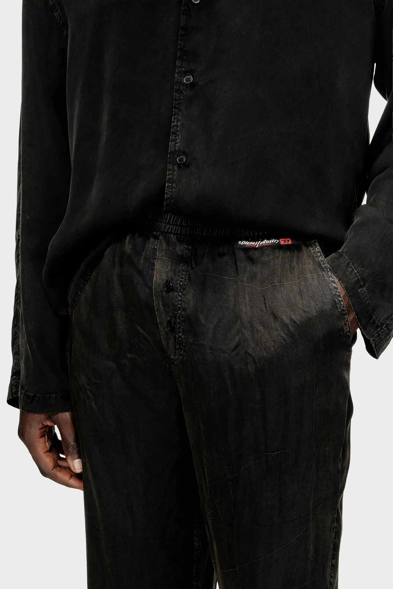 Черная пижама (рубашка, брюки) SET-KEITH-DNM (унисекс) 5