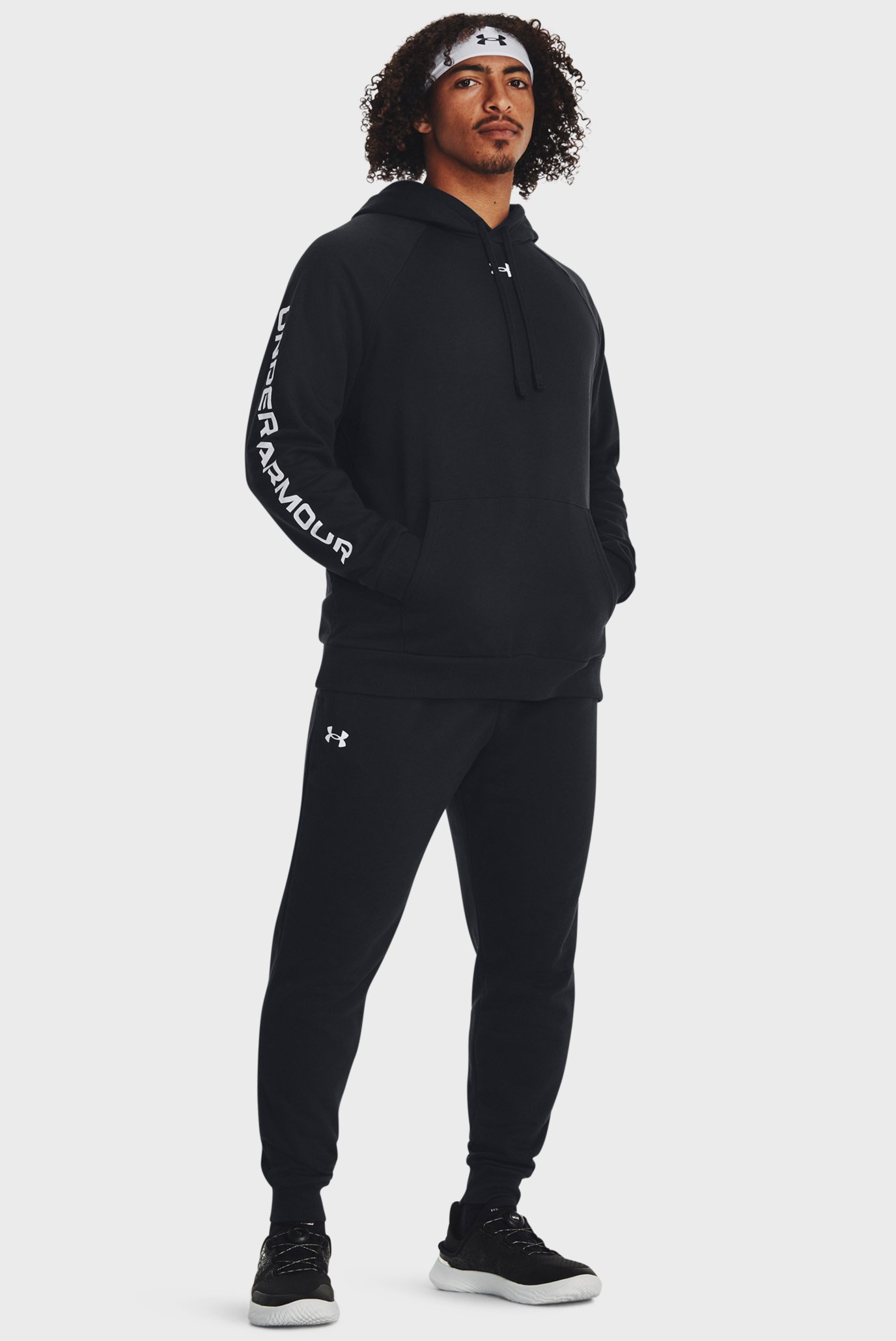 Мужской черный спортивный костюм UA Rival Fleece Suit (худи, брюки) 1