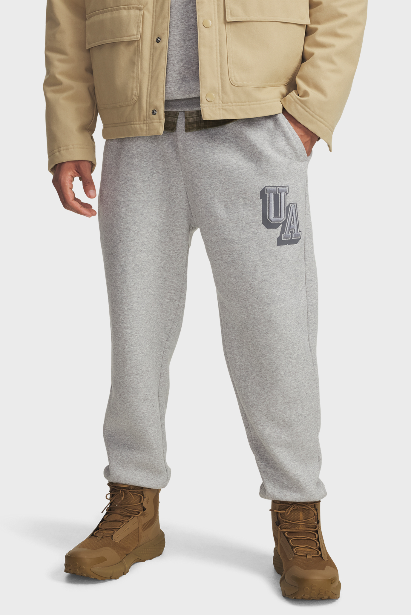 Мужские серые спортивные брюки UA Icon Flc Graphic Jgr Серый XL Under Armour 6003934-011 Мужские серые спортивные брюки UA Icon Flc Graphic Jgr Серый XL Under Armour 6003934-011