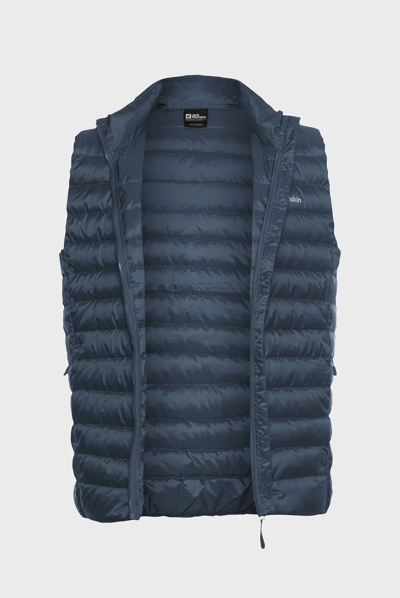 Мужской темно-синий пуховый жилет 8
