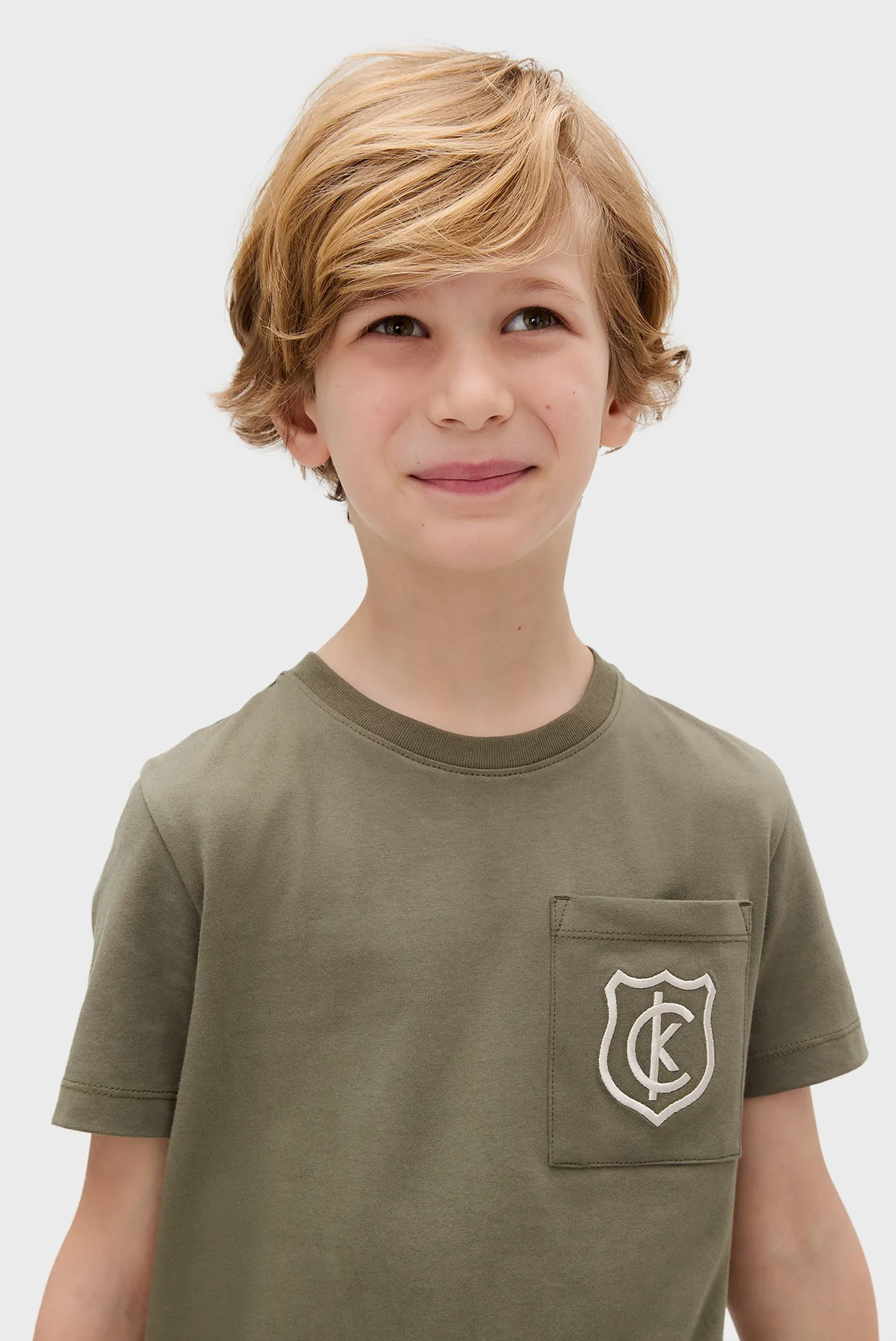 Детская оливковая футболка CREST LOGO 6