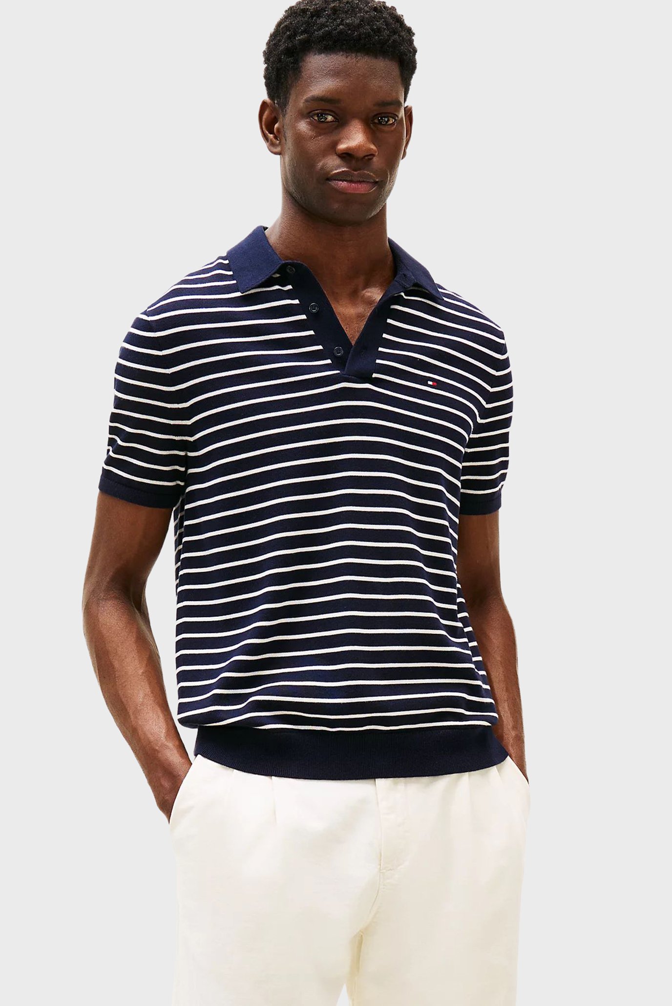 Мужское темно-синее поло в полоску ESSENTIAL Синий S Tommy Hilfiger MW0MW37396