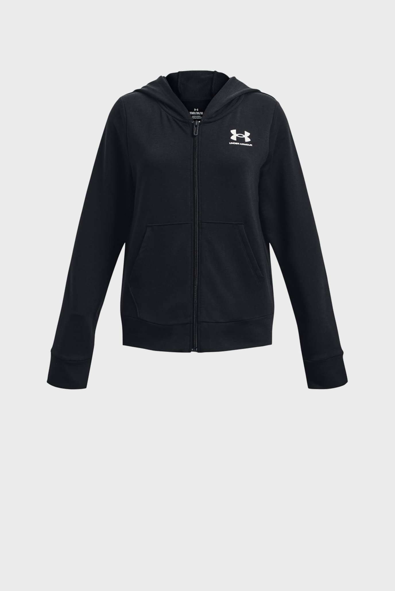 Детское черное худи UA Rival Terry FZ Hoodie 1