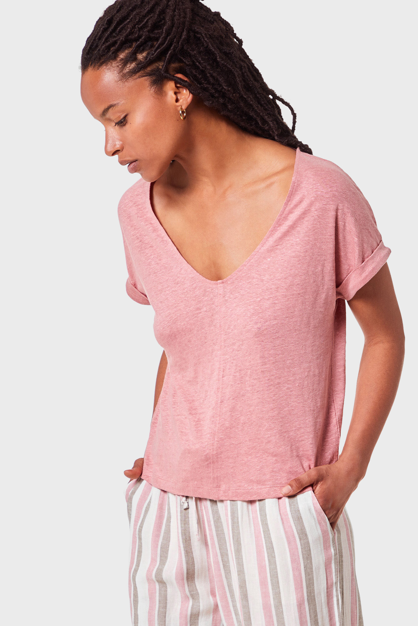 Женская розовая льняная футболка RUDDY 1