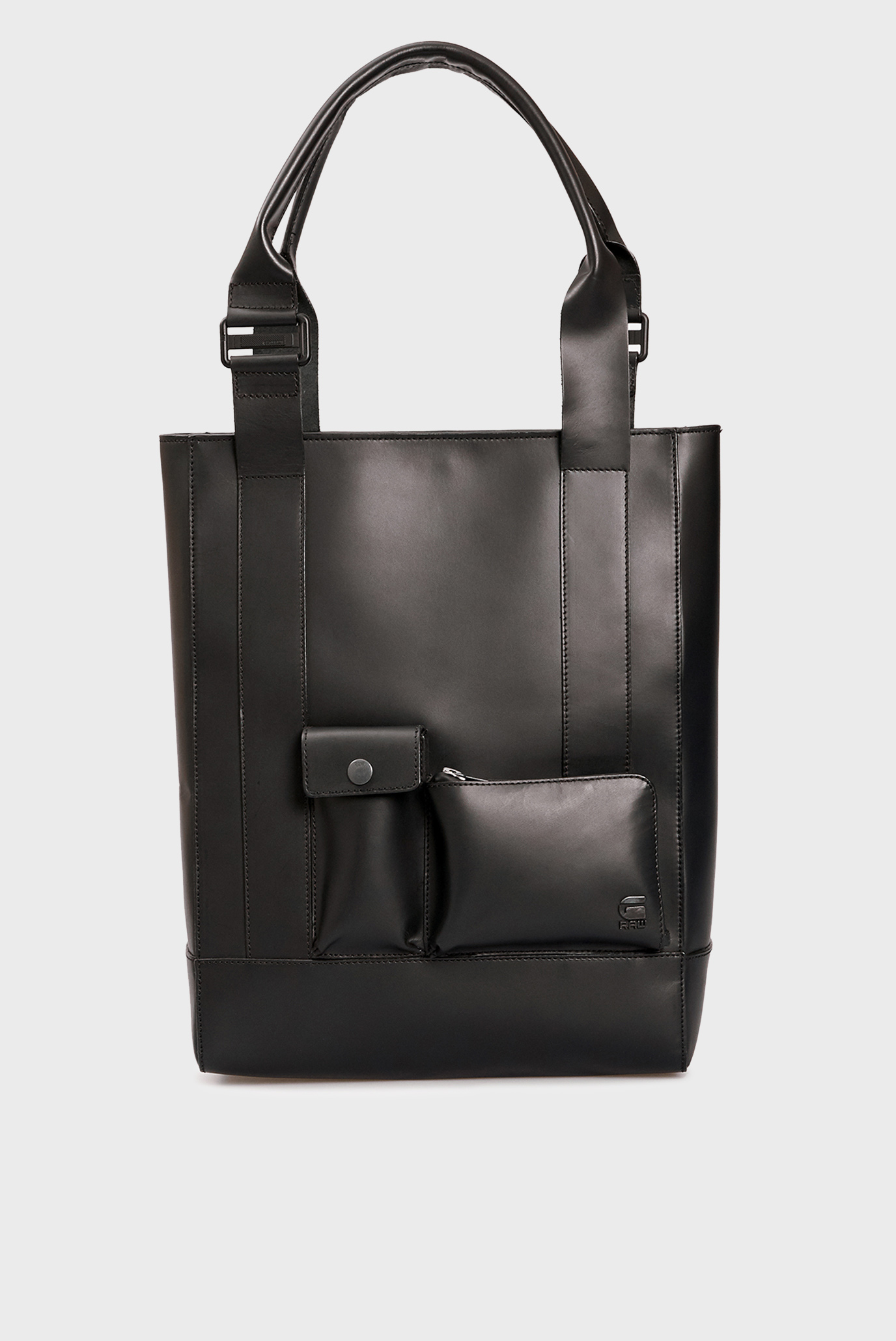 Женская черная кожаная сумка Leather shopper 1