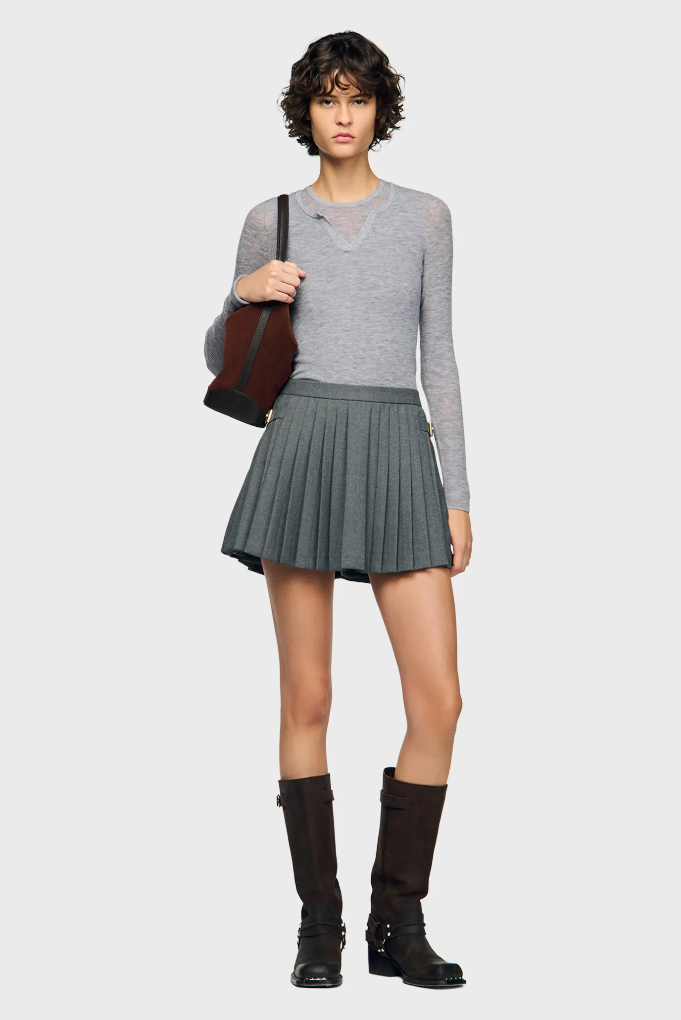 Жіноча сіра плісирована спідниця-шорти 5