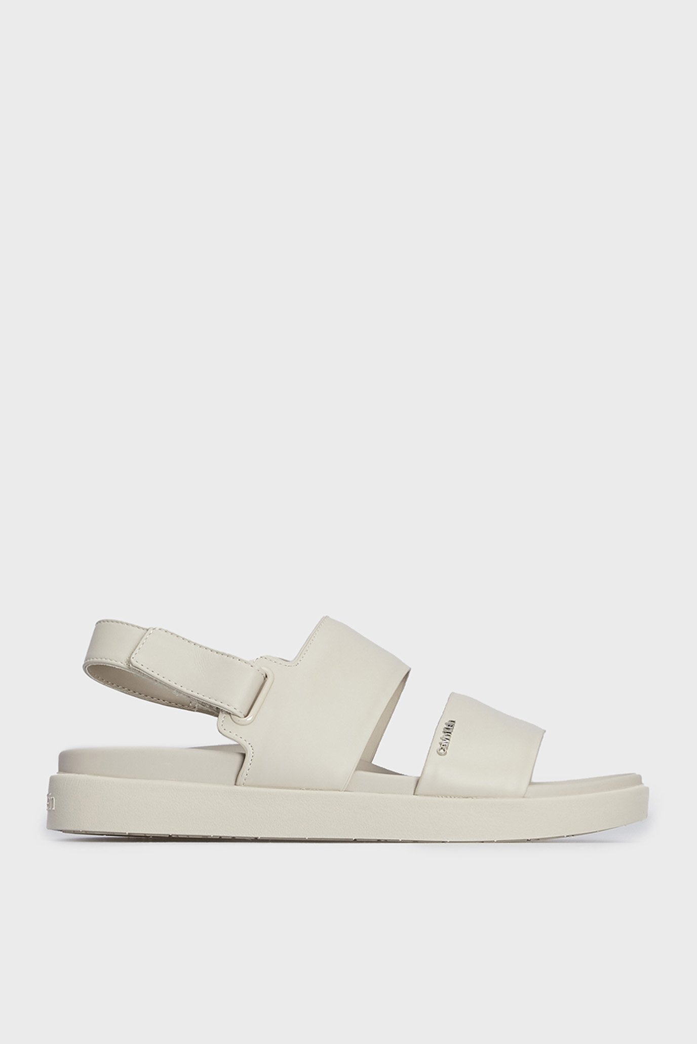 Женские бежевые кожаные сандалии FLAT SANDAL CALVIN MTL LTH 1