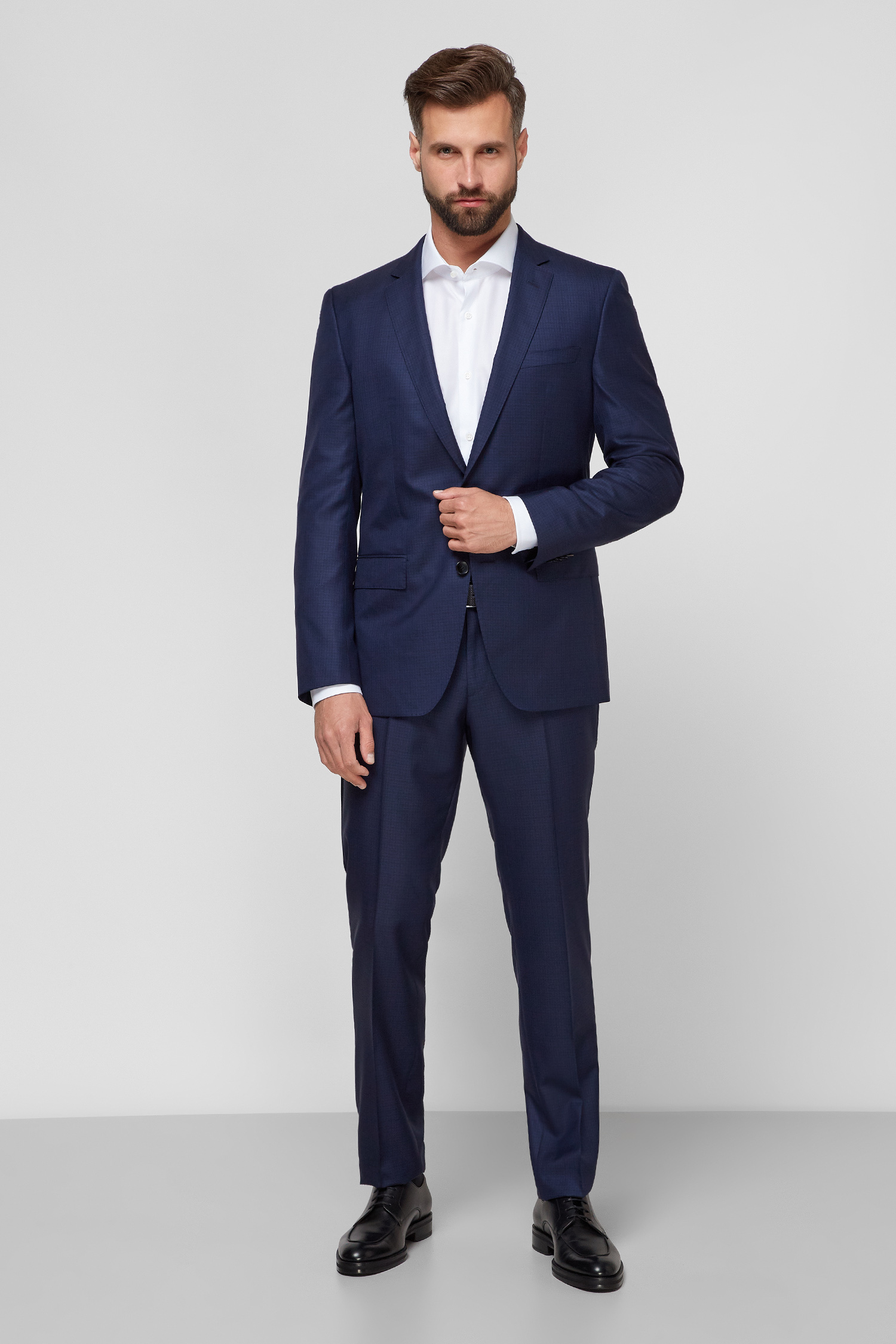 Мужской темно-синий шерстяной костюм (пиджак, брюки) 1