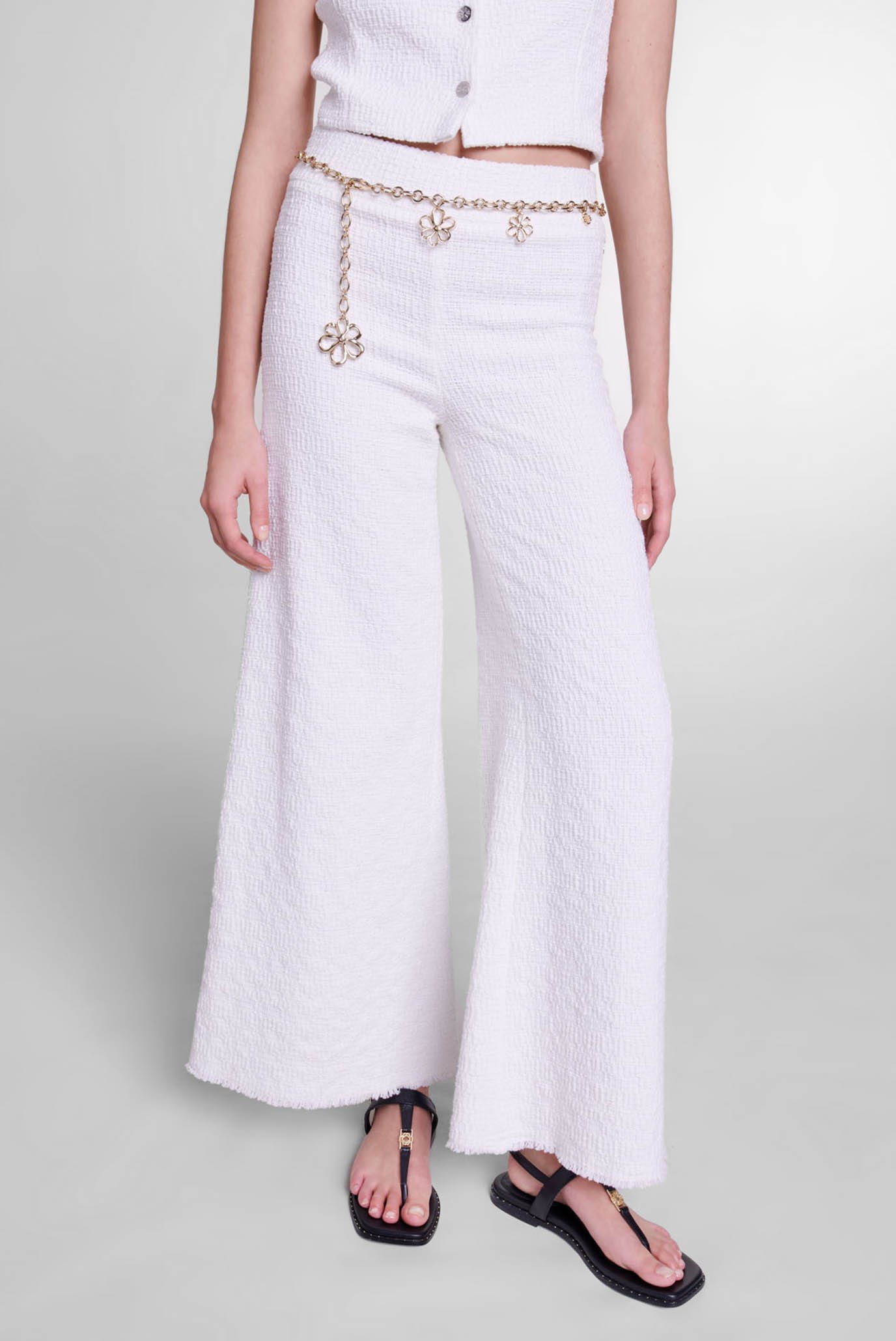 Женские белые твидовые брюки 1
