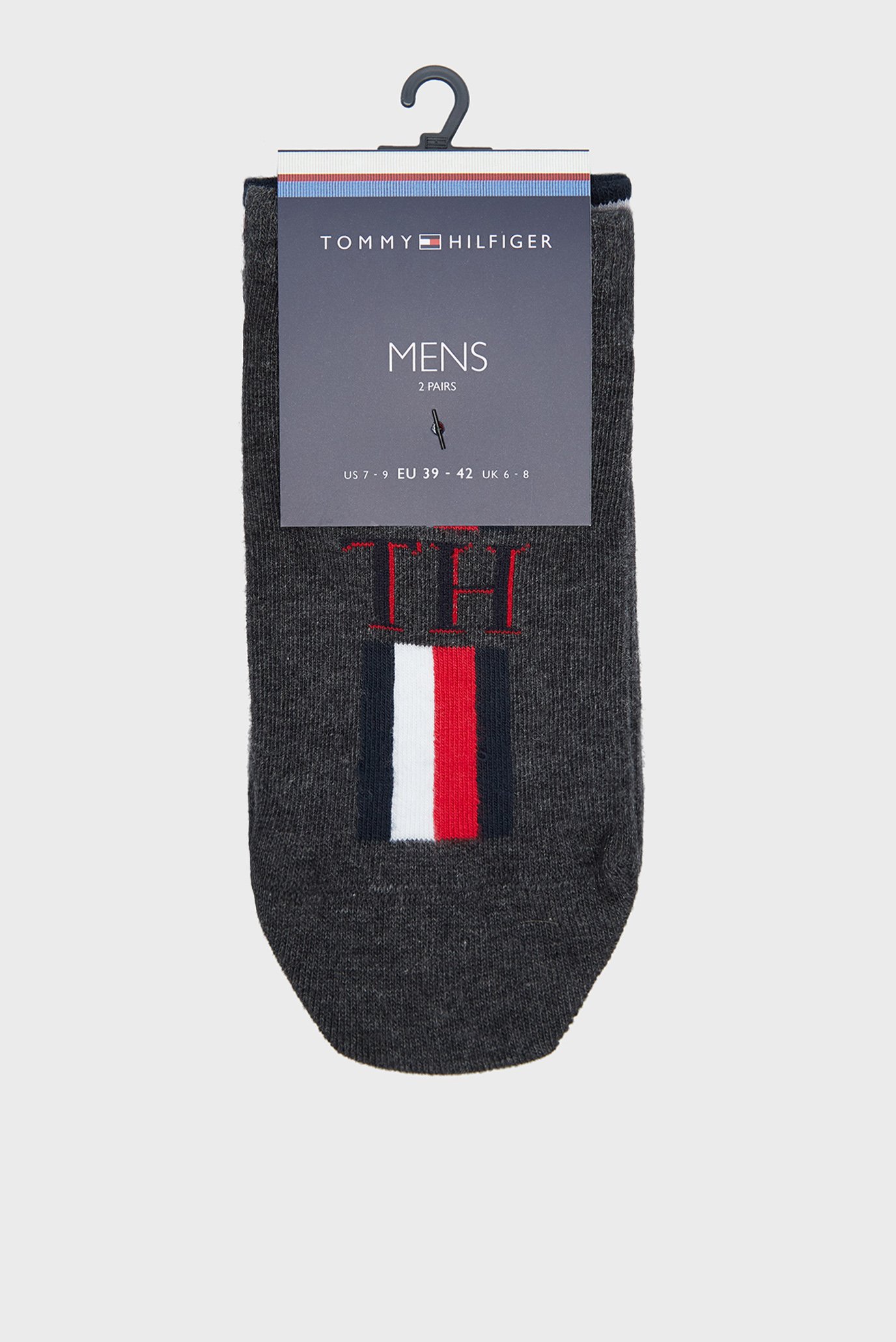 Мужские темно-серые носки (2 пары) TH MEN SNEAKER 2P ICONIC STRIPE 1