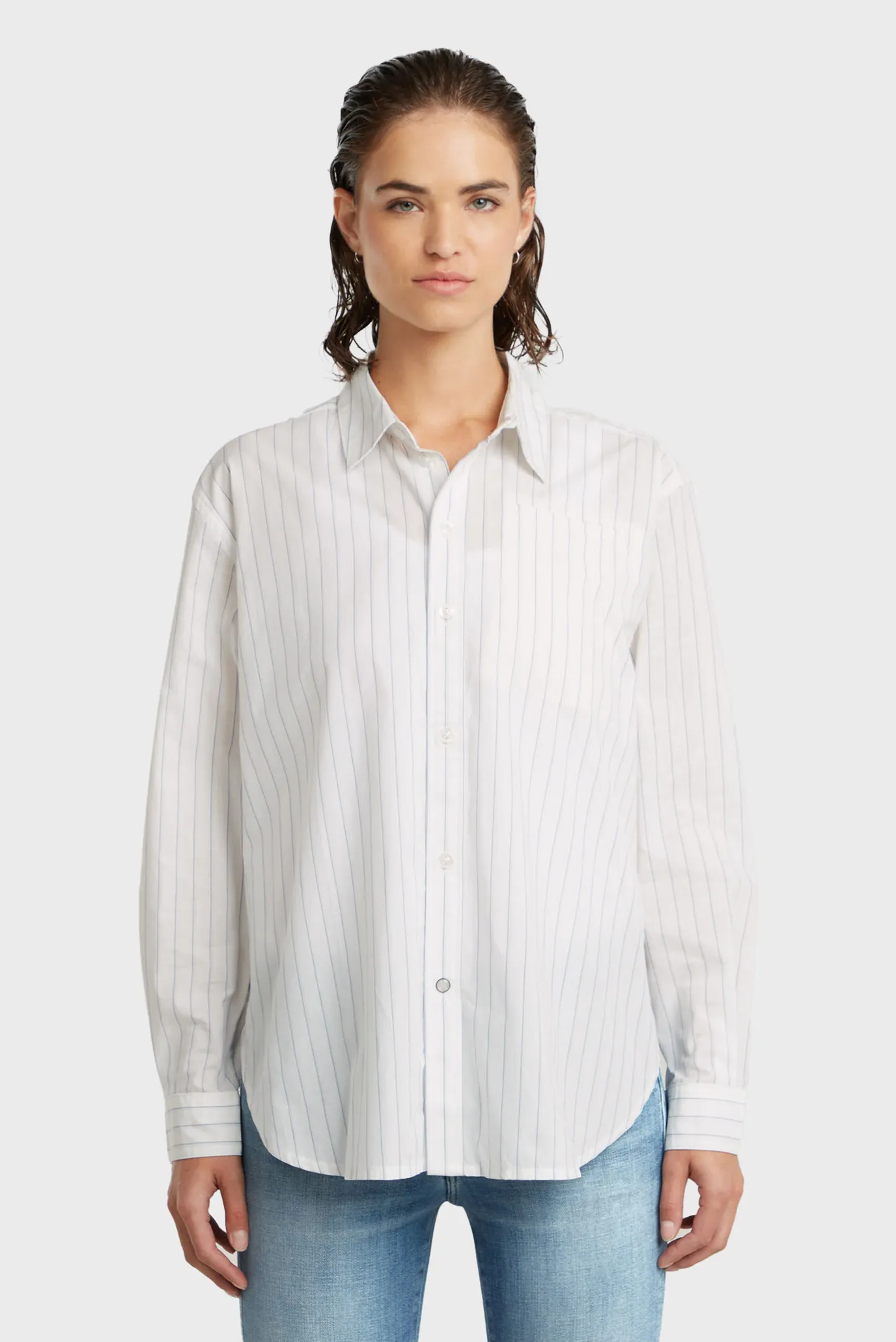 Жіноча біла сорочка у смужку Summer BF 1