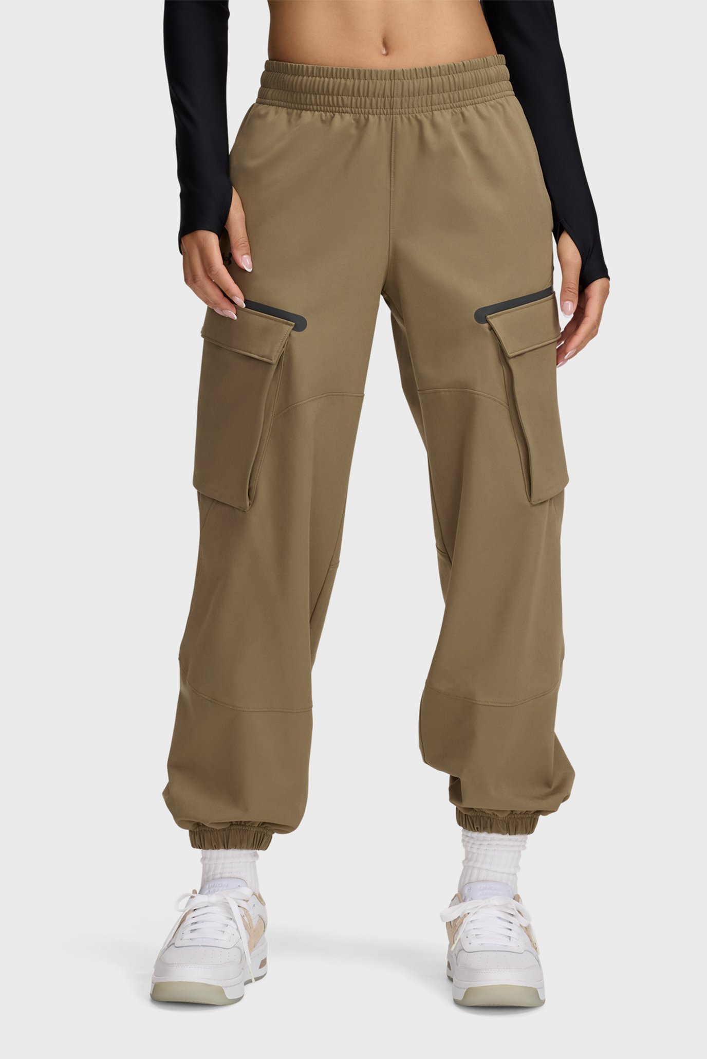 Женские оливковые спортивные брюки UA Unstoppable Cargo Pants 1