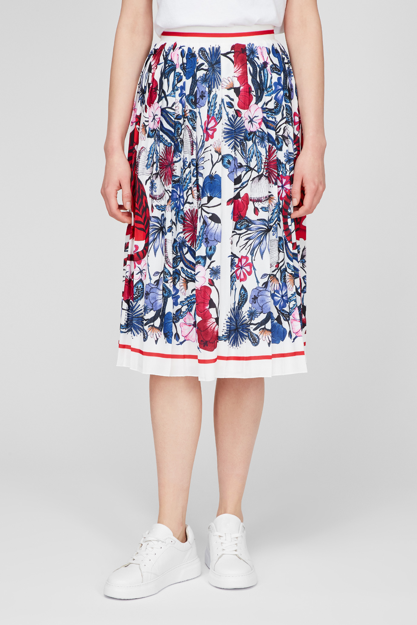 Женская белая плиссированная юбка с узором TIGER FLOWER 1