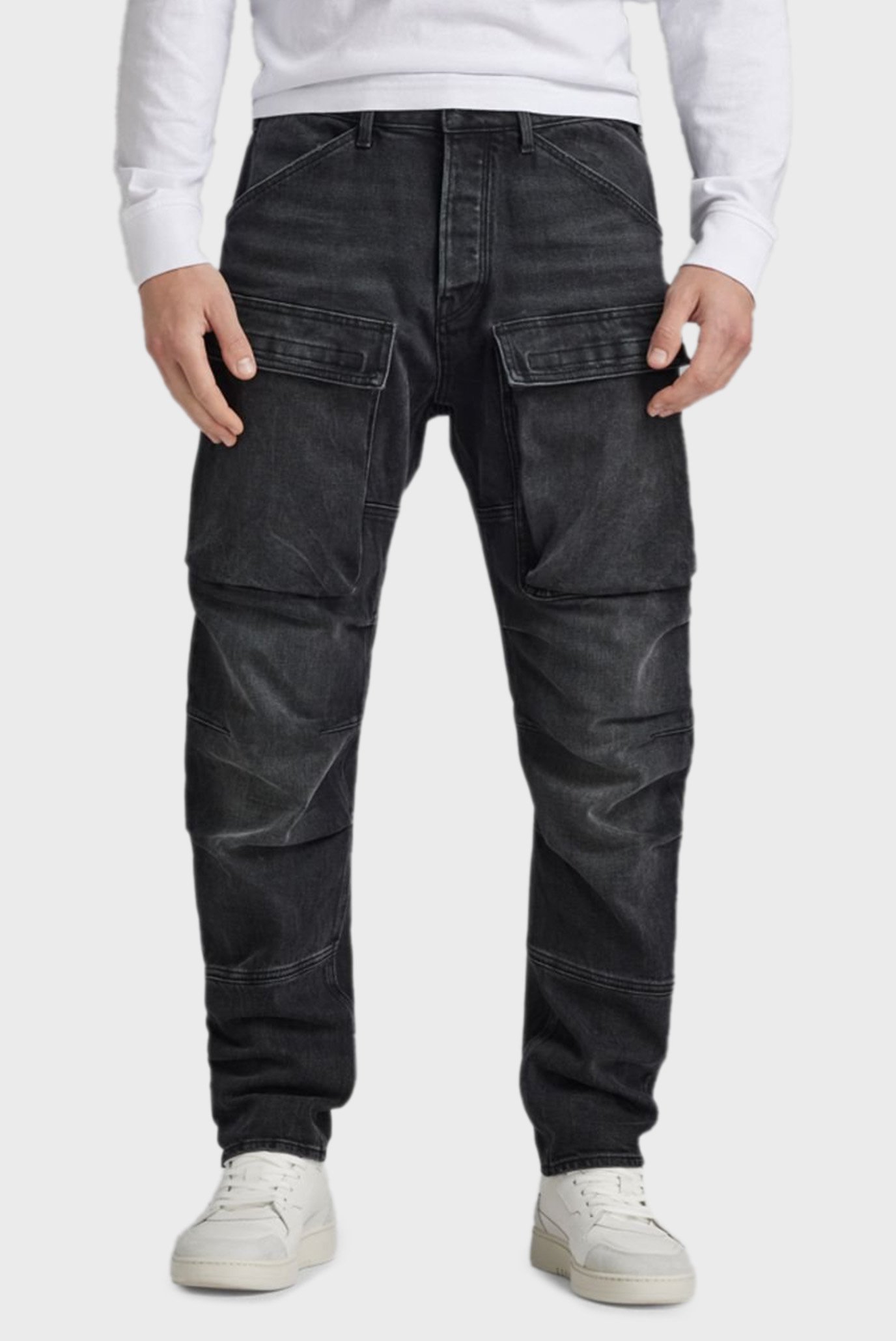 Чоловічі чорні джинси 3D Straight Tapered Denim Cargo 1