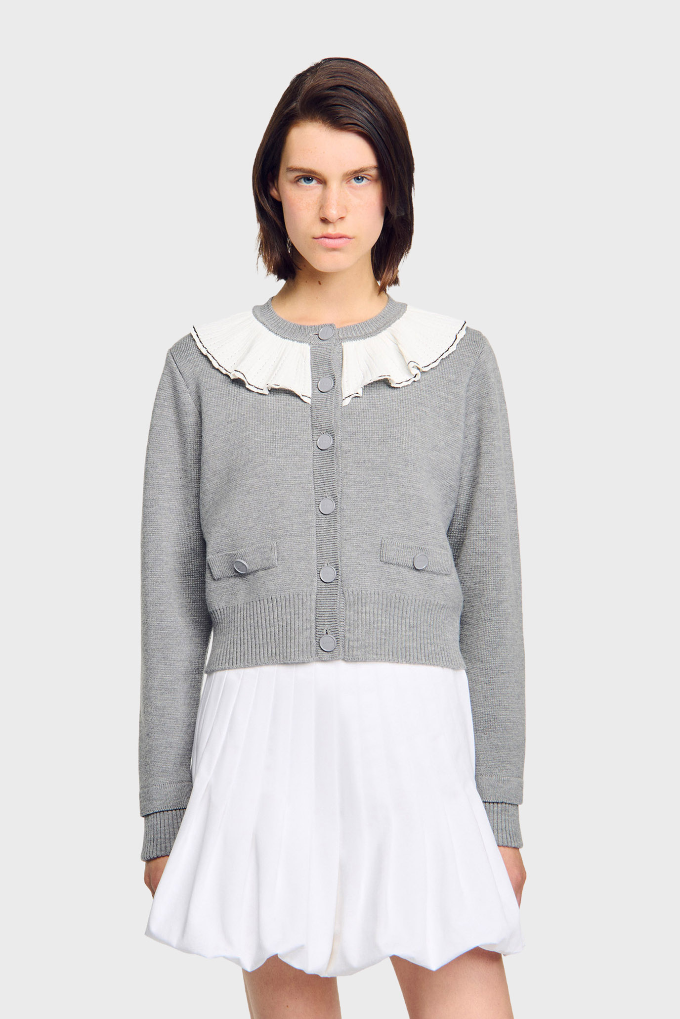 Женский серый кардиган Серый S Sandro SFPCA01262_Grey Женский серый кардиган Серый S Sandro SFPCA01262_Grey