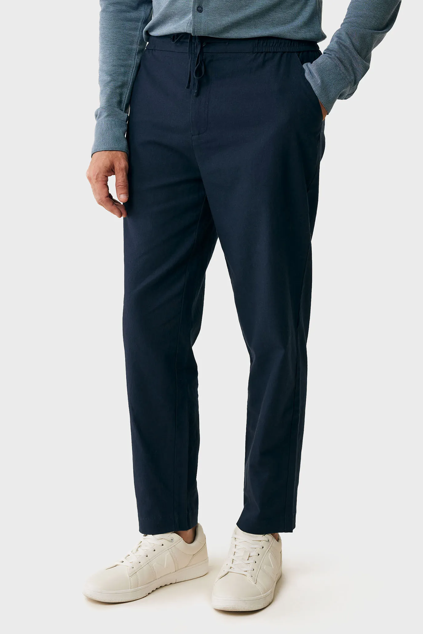 Чоловічі темно-сині лляні брюки ETHAN Basic linen pants 1