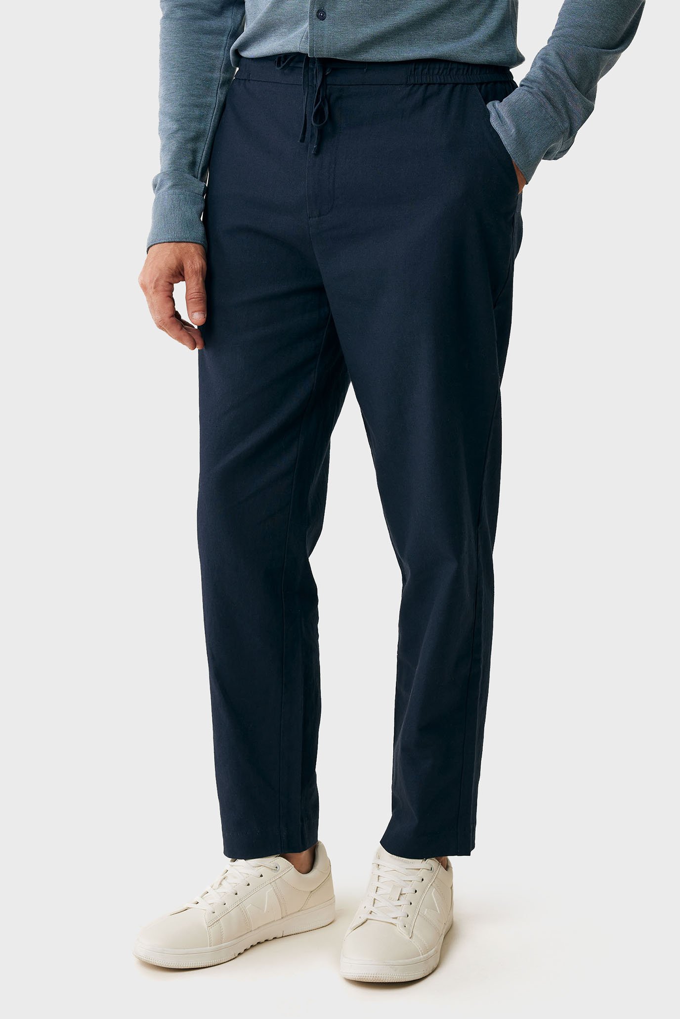 Мужские темно-синие льняные брюки ETHAN Basic linen pants Синий L Mexx MF007000651M Мужские темно-синие льняные брюки ETHAN Basic linen pants Синий L Mexx MF007000651M