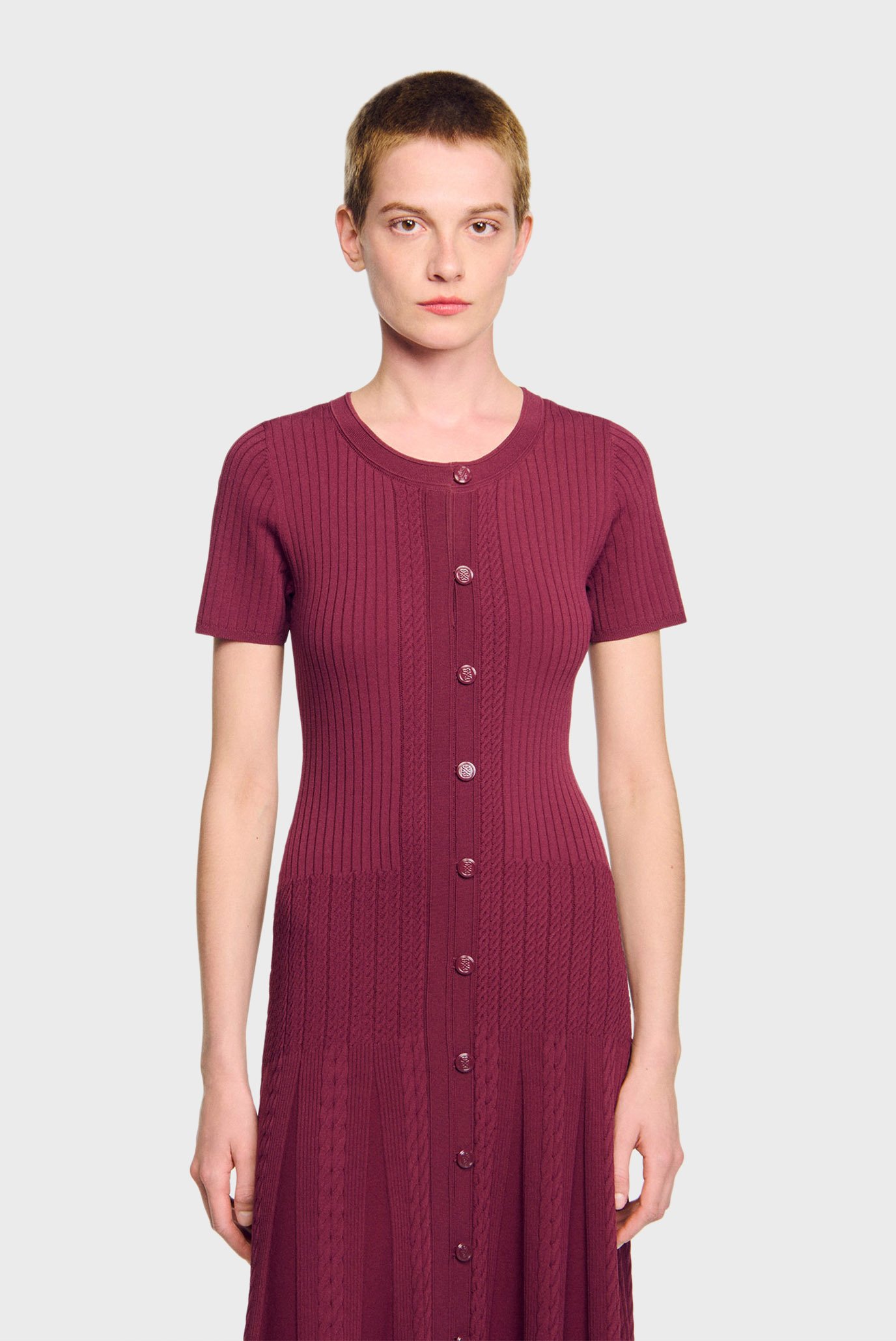 Женское бордовое платье Бордовый 34 Sandro SFPRO04441_Bordeaux Женское бордовое платье Бордовый 34 Sandro SFPRO04441_Bordeaux