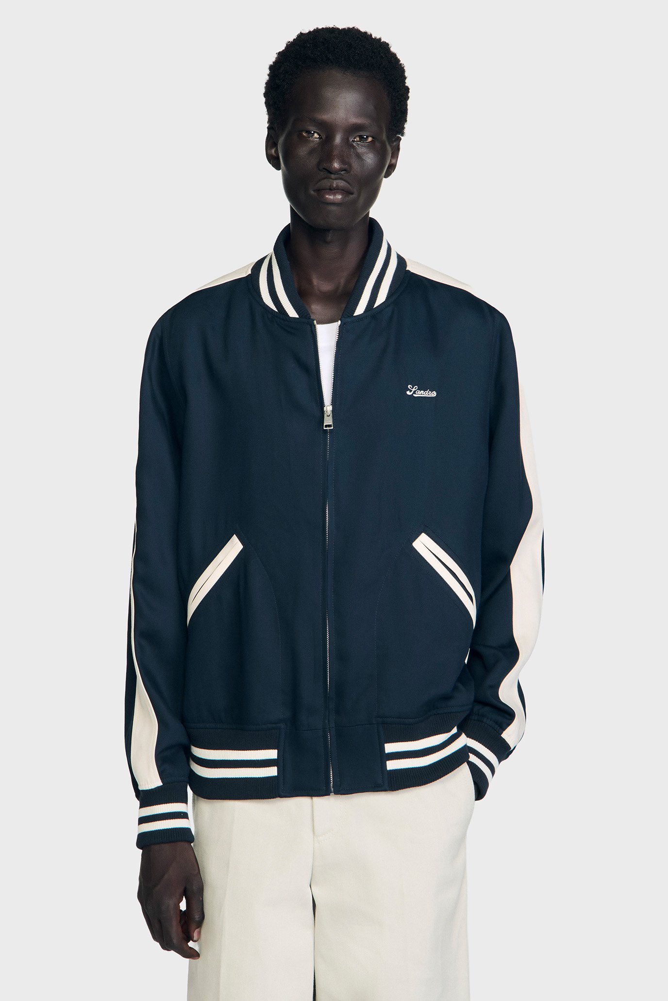 Мужской темно-синий бомбер Синий XL Sandro SHPBL01106_Navy Blue Мужской темно-синий бомбер Синий XL Sandro SHPBL01106_Navy Blue