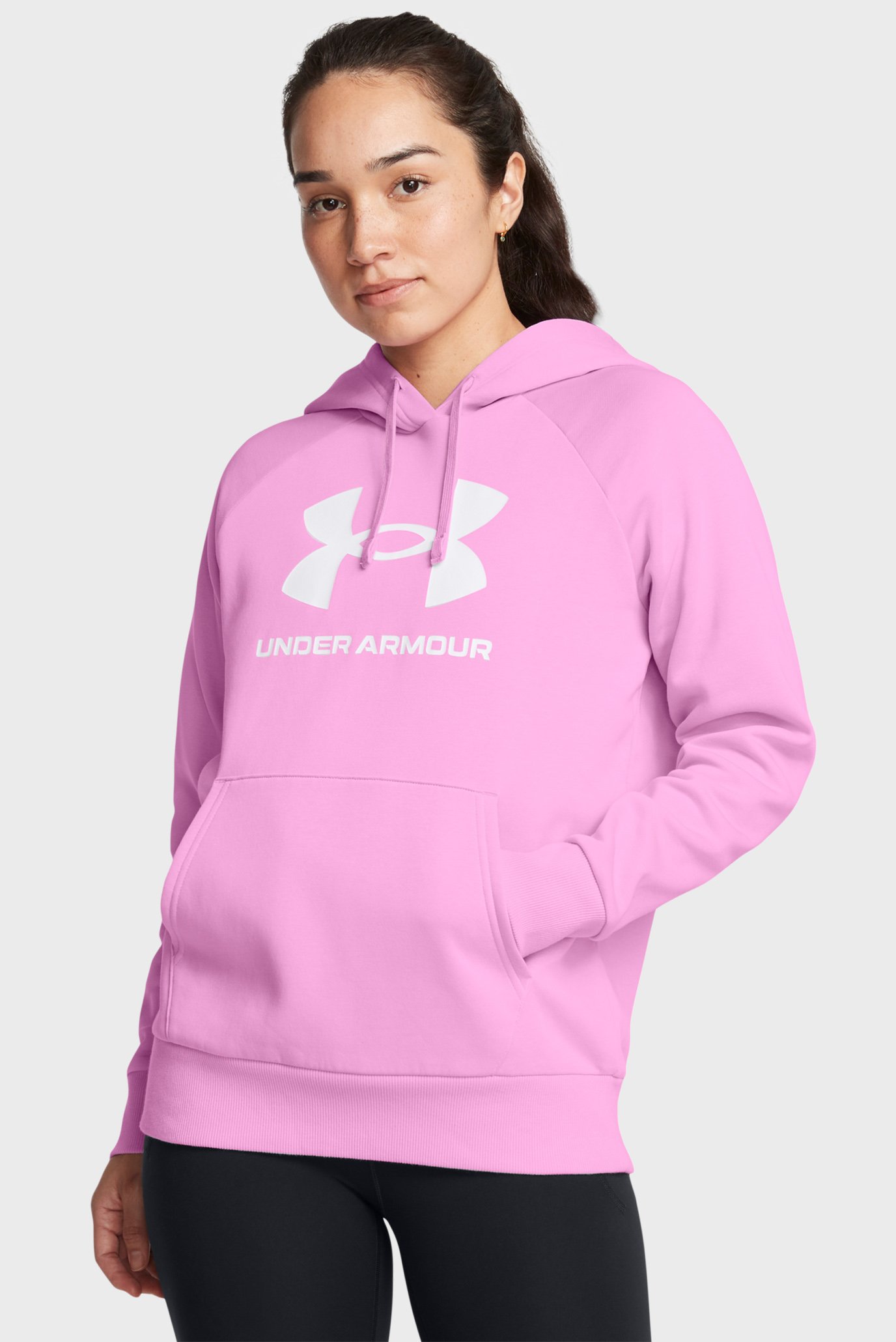 Женское розовое худи UA Rival Fleece Big Logo Hdy 1