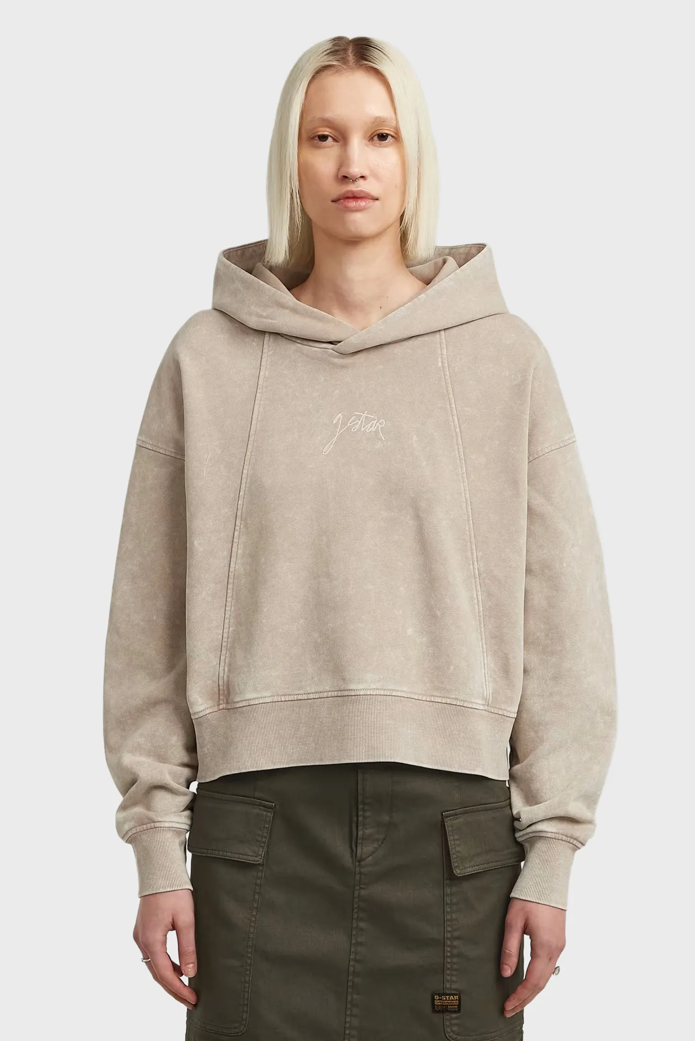 Женское бежевое худи Washed Бежевый S G-Star RAW D27726,D969