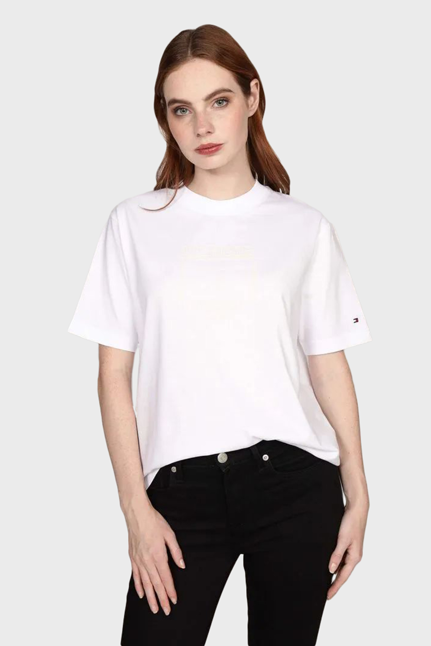 Женская белая футболка MDRN OUTLINE FLAG Белый S Tommy Hilfiger WW0WW45525 Женская белая футболка MDRN OUTLINE FLAG Белый S Tommy Hilfiger WW0WW45525