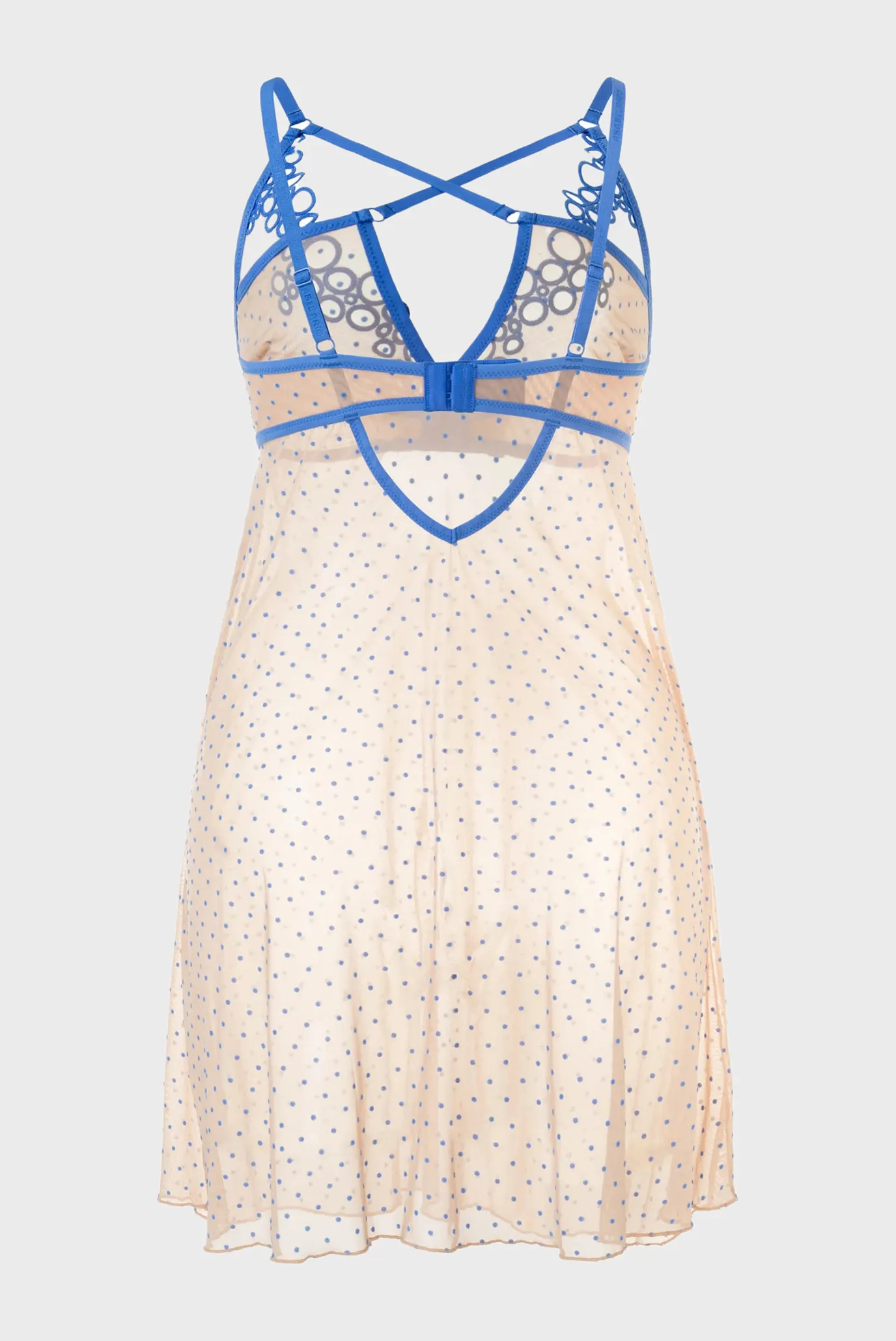 Жіноча бежева нічна сорочка у горошок 5