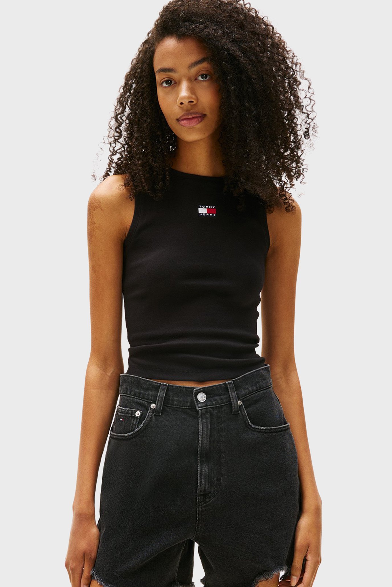 Женский черный топ BADGE Черный L Tommy Jeans DW0DW20896