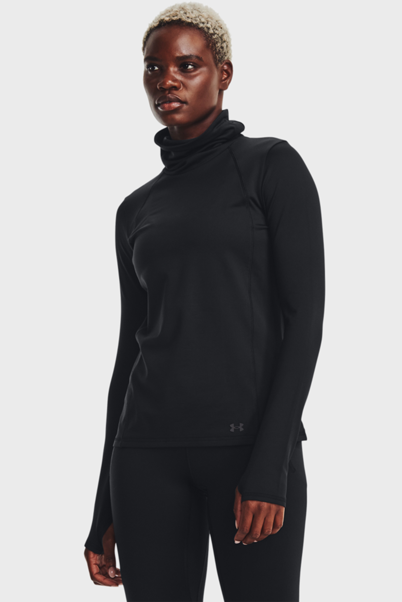 Женский черный лонгслив UA Meridian CW Funnel Neck 1