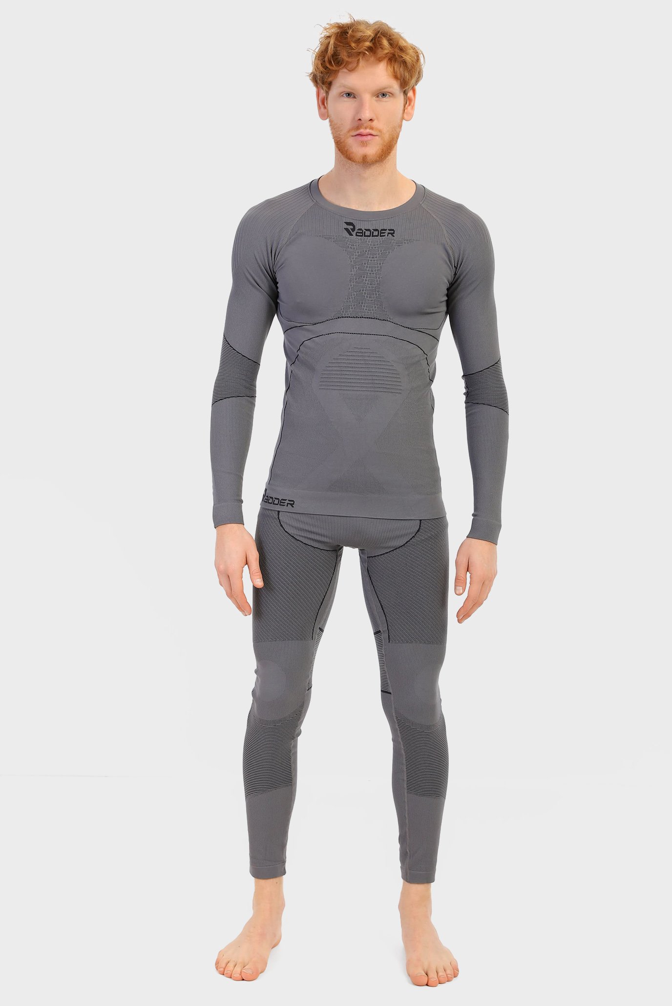 Чоловічий сірий комплект термобілизни (реглан, брюки) Fox 1