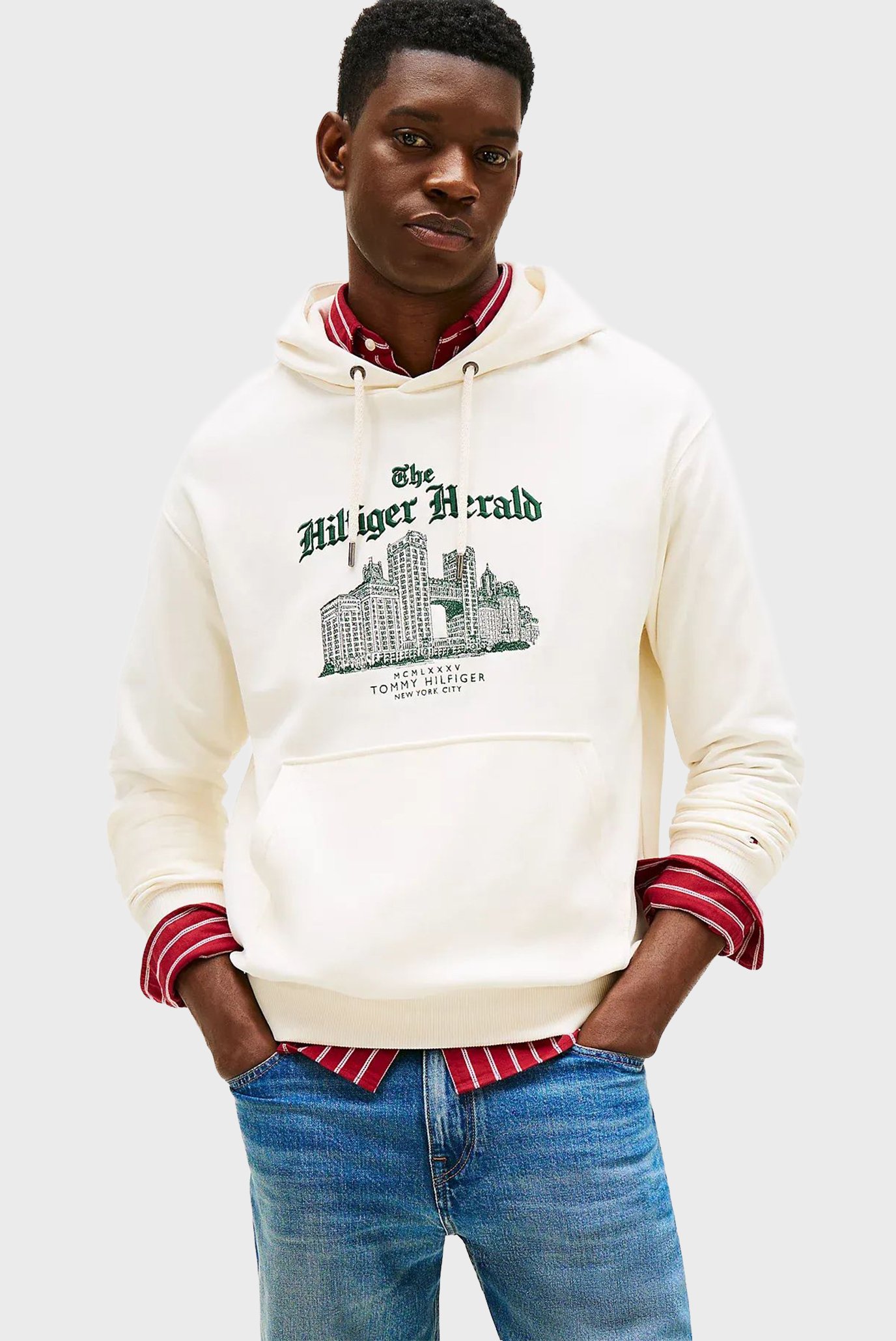 Мужское белое худи HERALD SKYLINE Белый L Tommy Hilfiger MW0MW40066 Мужское белое худи HERALD SKYLINE Белый L Tommy Hilfiger MW0MW40066