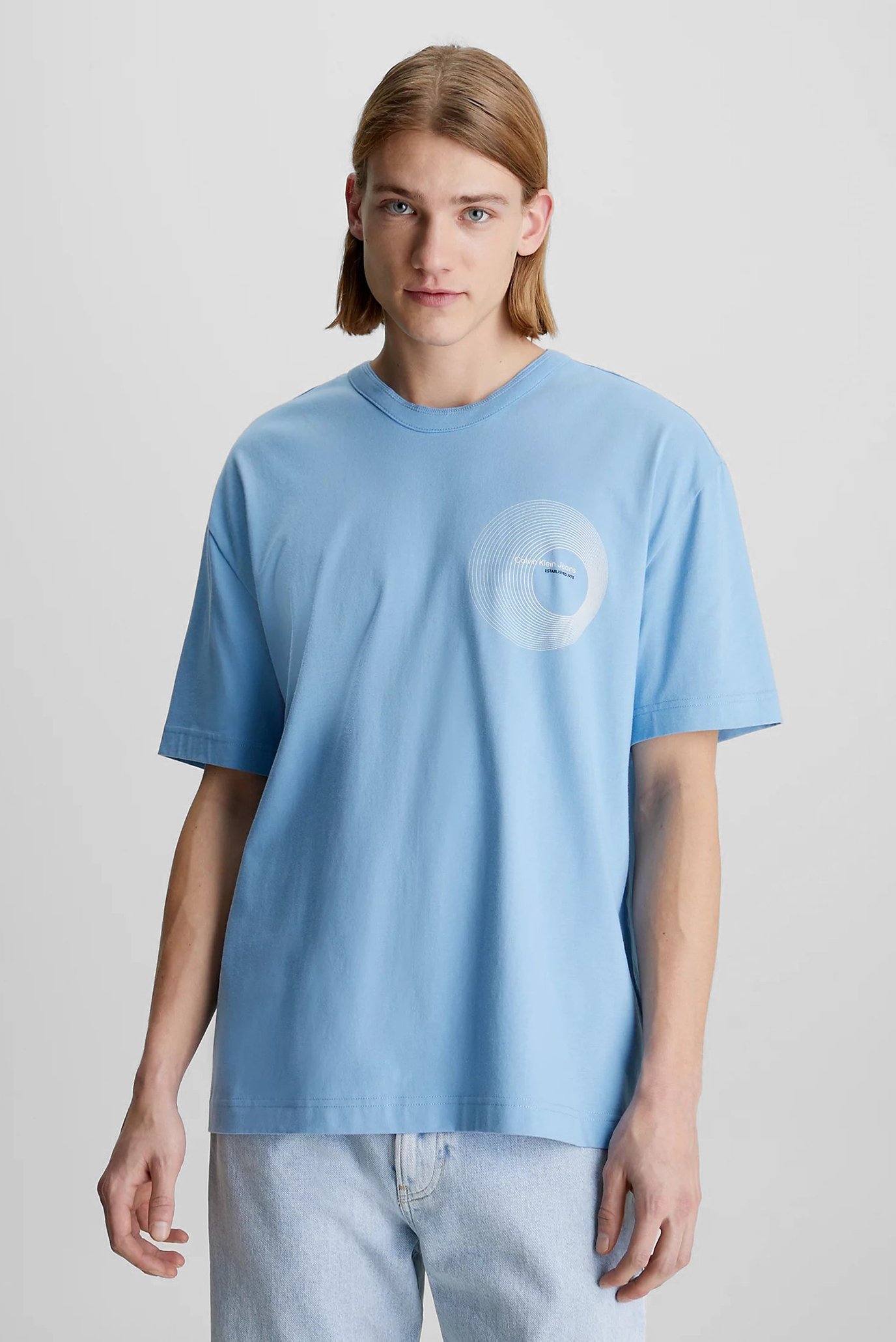 Мужская голубая футболка CIRCLE FREQUENCY LOGO TEE 1